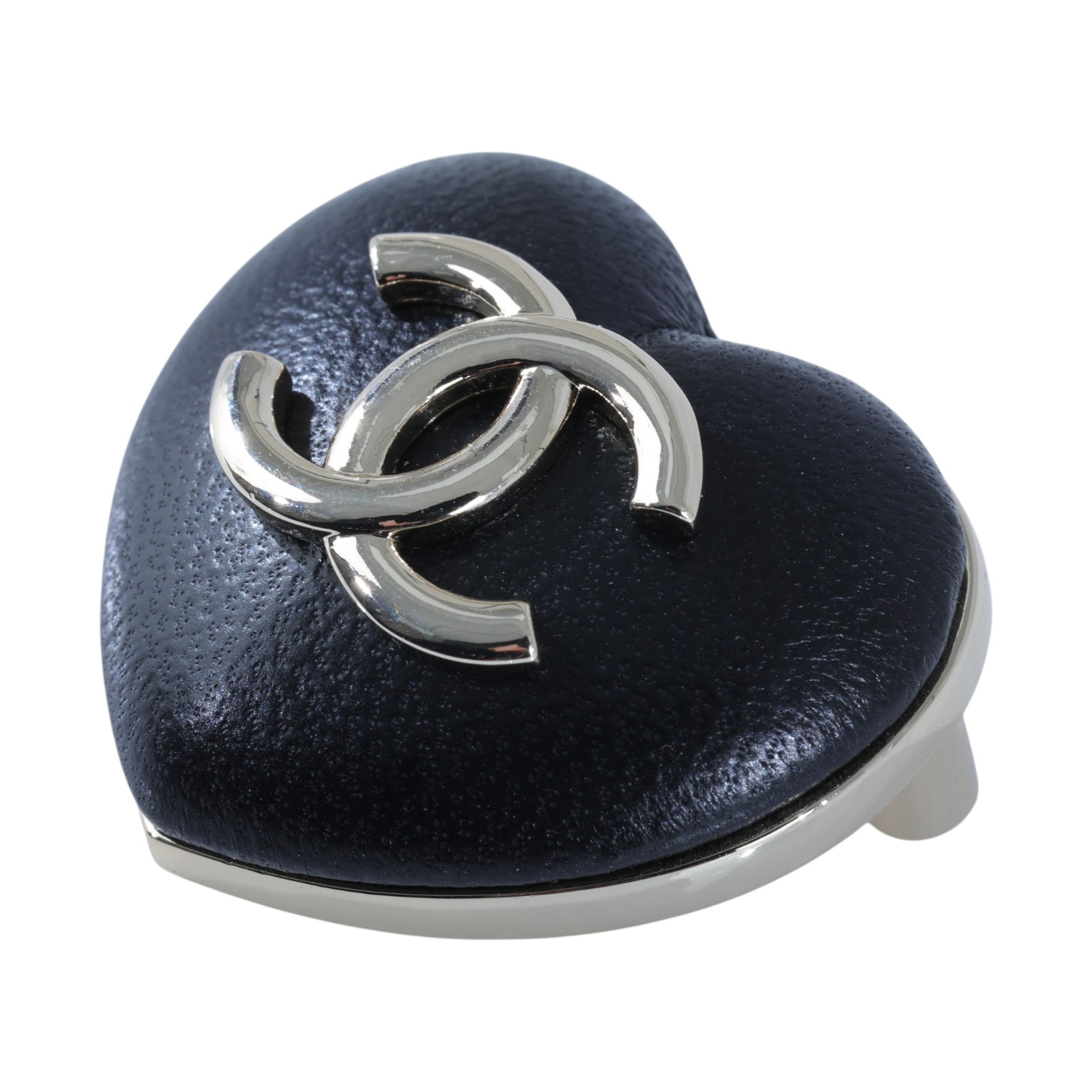 香奈兒 CHANEL CC LOGO 胸針 B22K 淡金黑愛心胸針 無附屬品