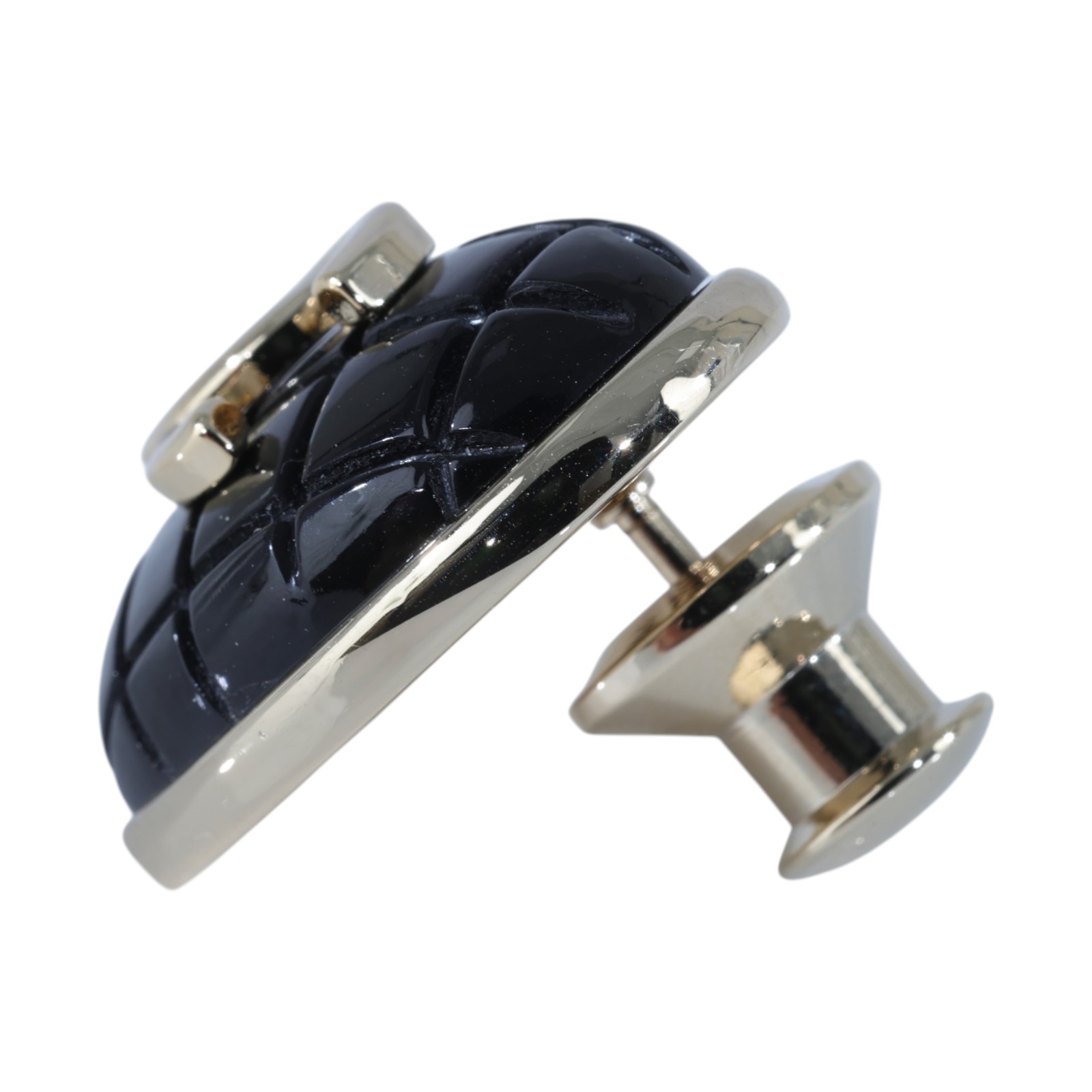 香奈兒 CHANEL CC LOGO 胸針 B22K 格紋黑愛心胸針 無附屬品