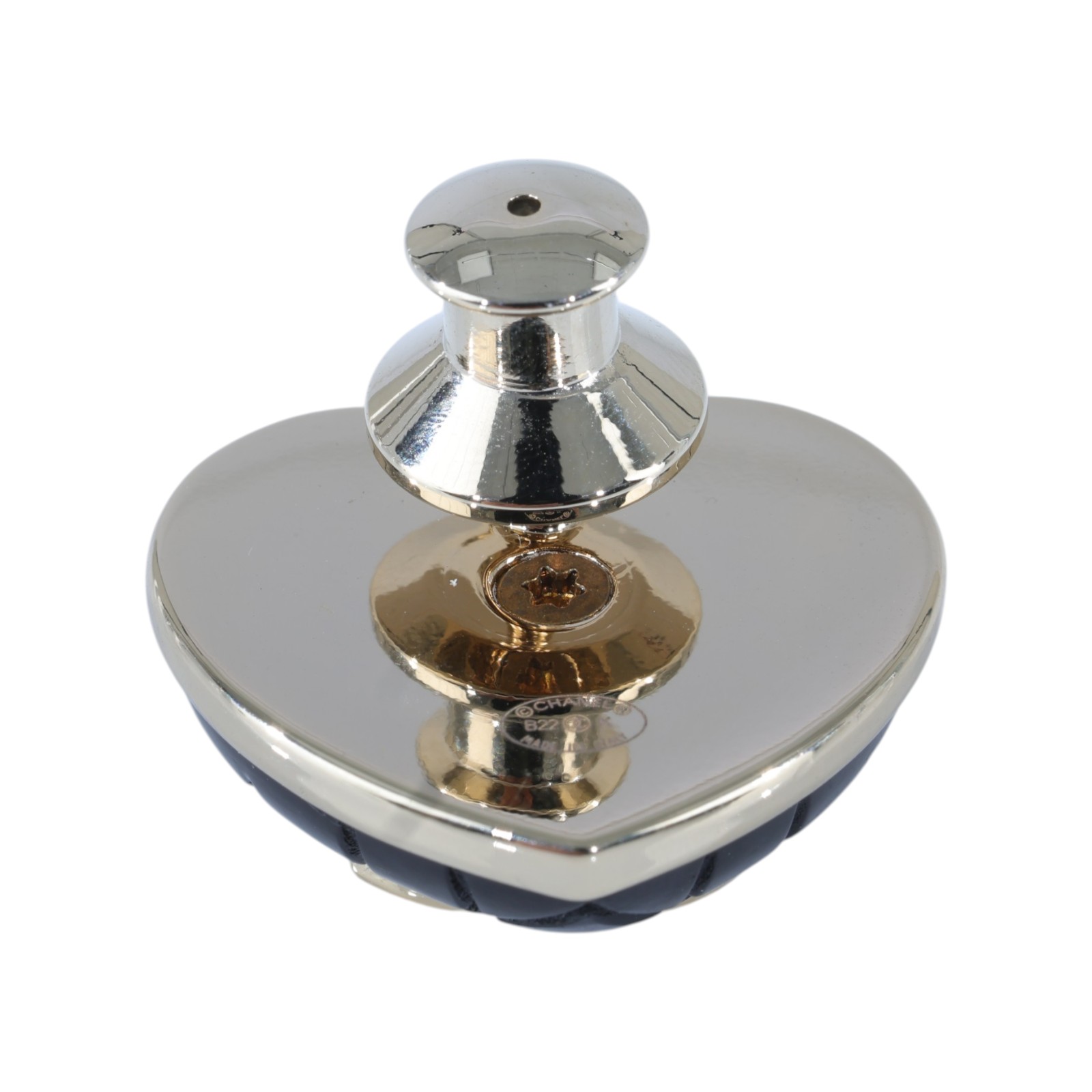 香奈兒 CHANEL CC LOGO 胸針 B22K 格紋黑愛心胸針 無附屬品