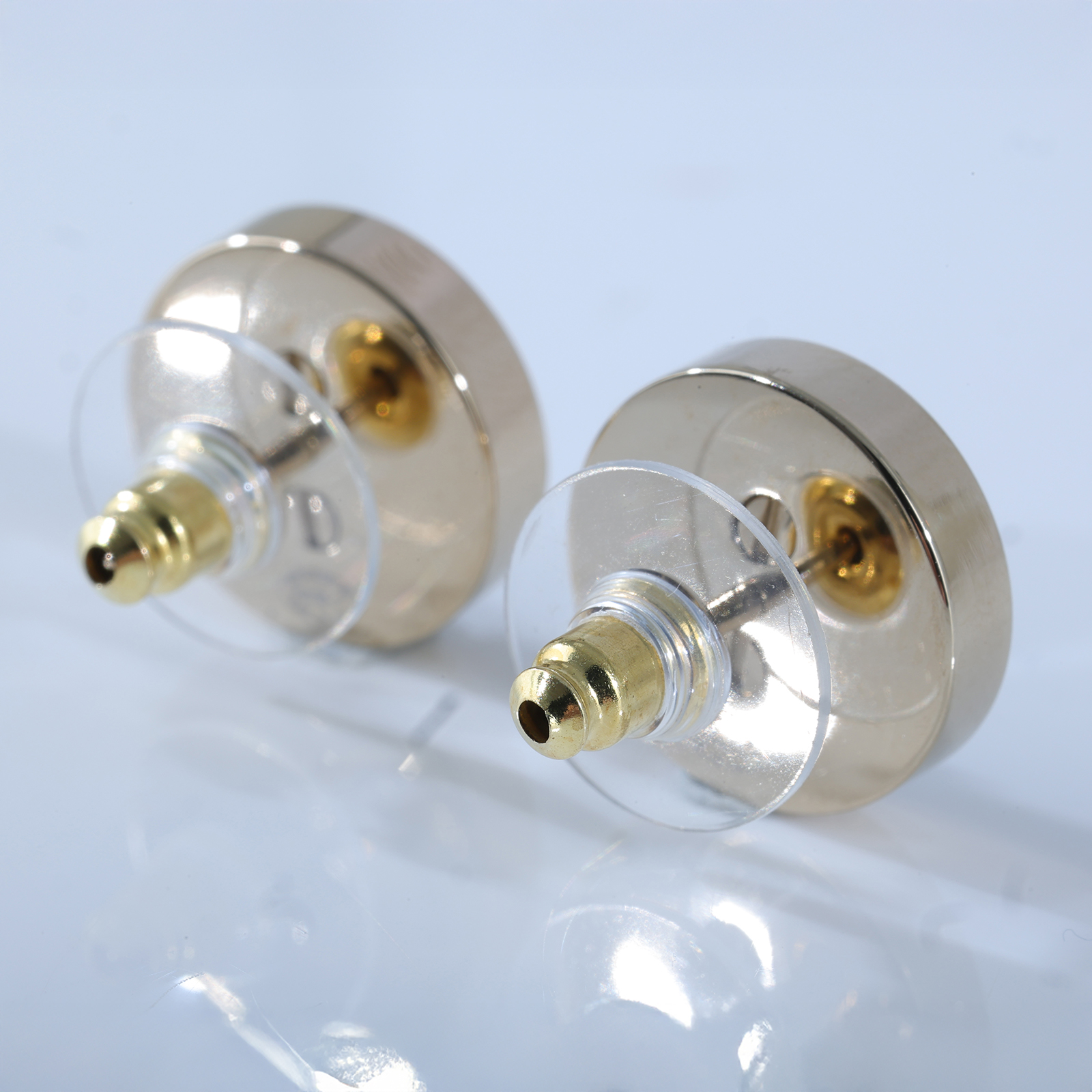 香奈兒 CHANEL CC LOGO 耳環 耳釘 B26C 藍圓雙C耳環 無附屬品