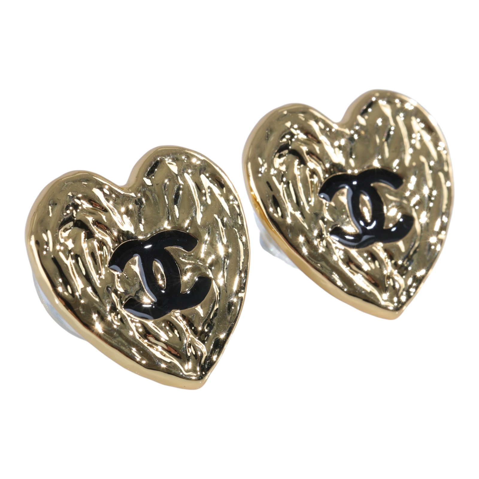 香奈兒 CHANEL CC LOGO 耳環 耳釘 B24P 金熔岩愛心耳環 無附屬品