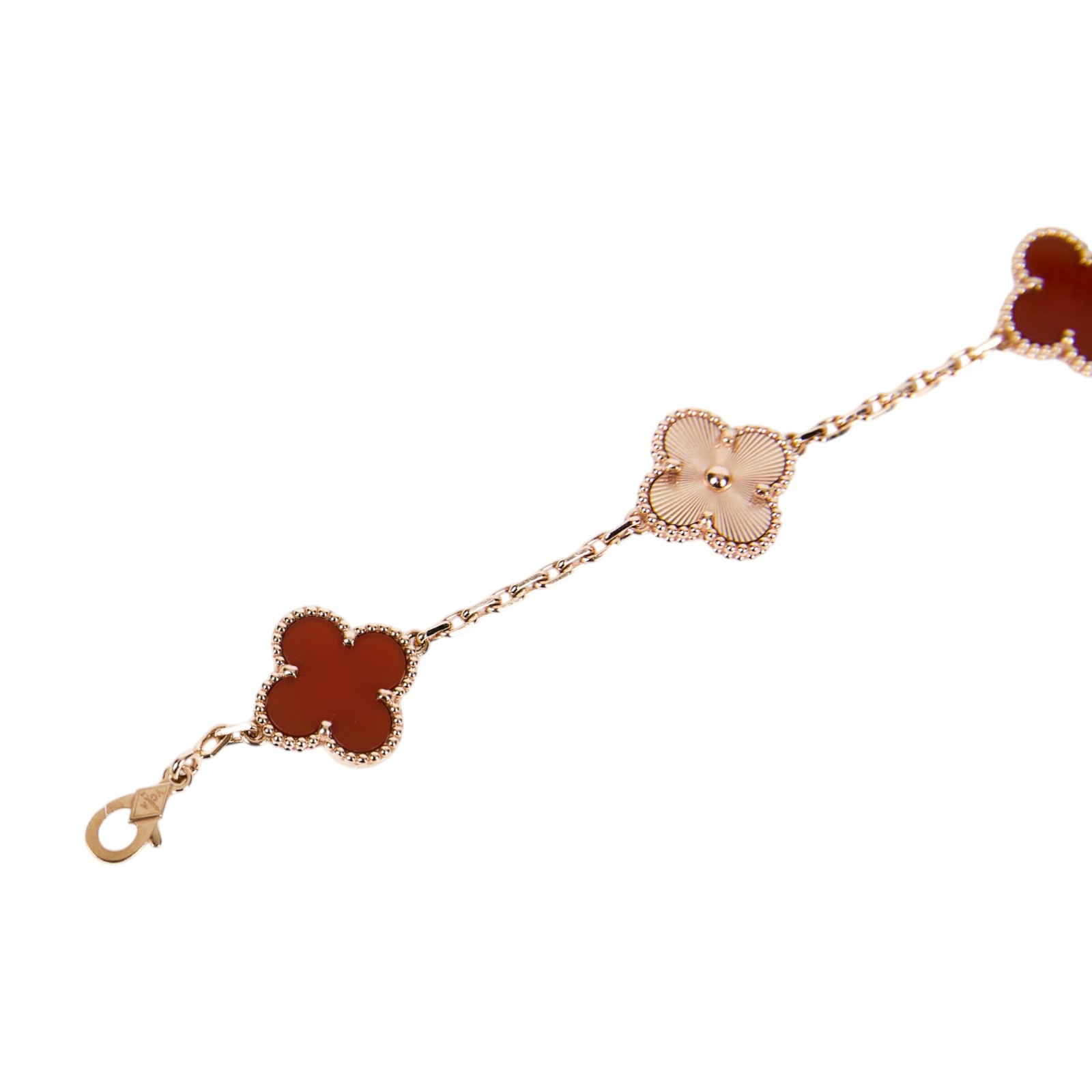 梵克雅寶 Van Cleef & Arpels Vintage Alhambra手鍊 5枚四葉幸運圖騰 VCARP7RP00  原廠盒子/防塵袋/保證卡