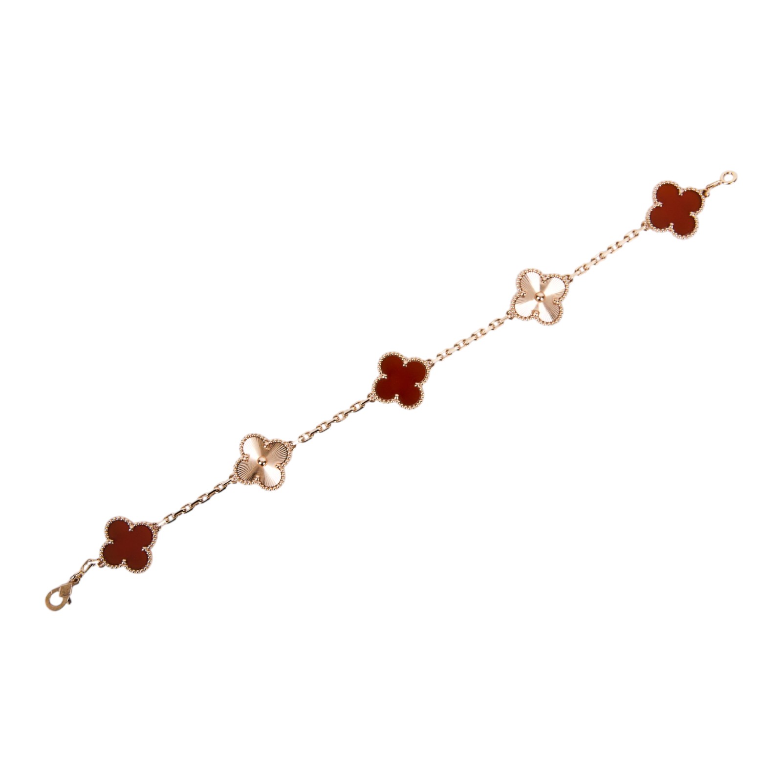 梵克雅寶 Van Cleef & Arpels Vintage Alhambra手鍊 5枚四葉幸運圖騰 VCARP7RP00  原廠盒子/防塵袋/保證卡