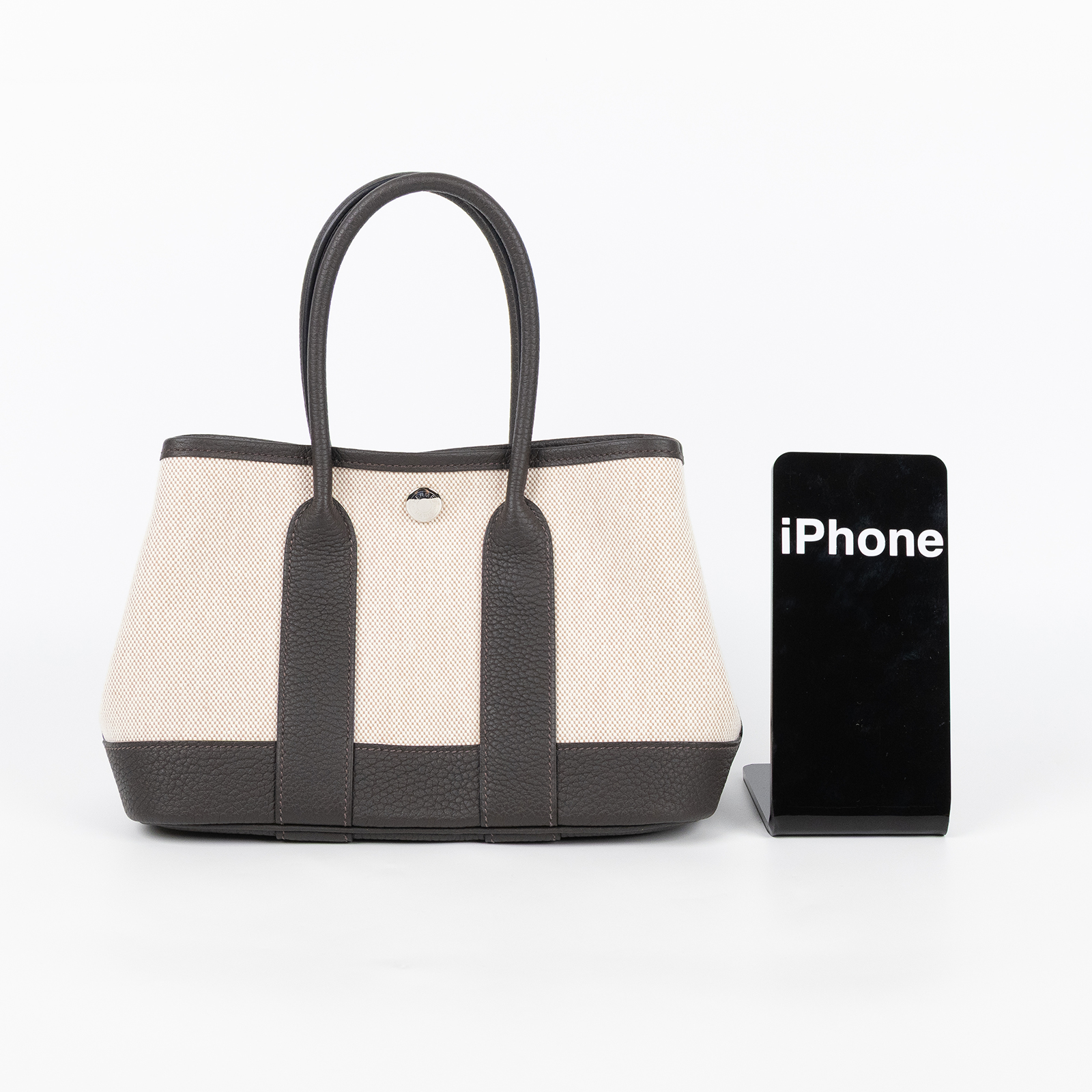 愛馬仕 Hermes Neo Garden Party 花園派對包 23 銀色五金 淺米色 米色 烏木色 H086418CKAB /WAM006UH  原廠盒子/防塵袋/購買證明