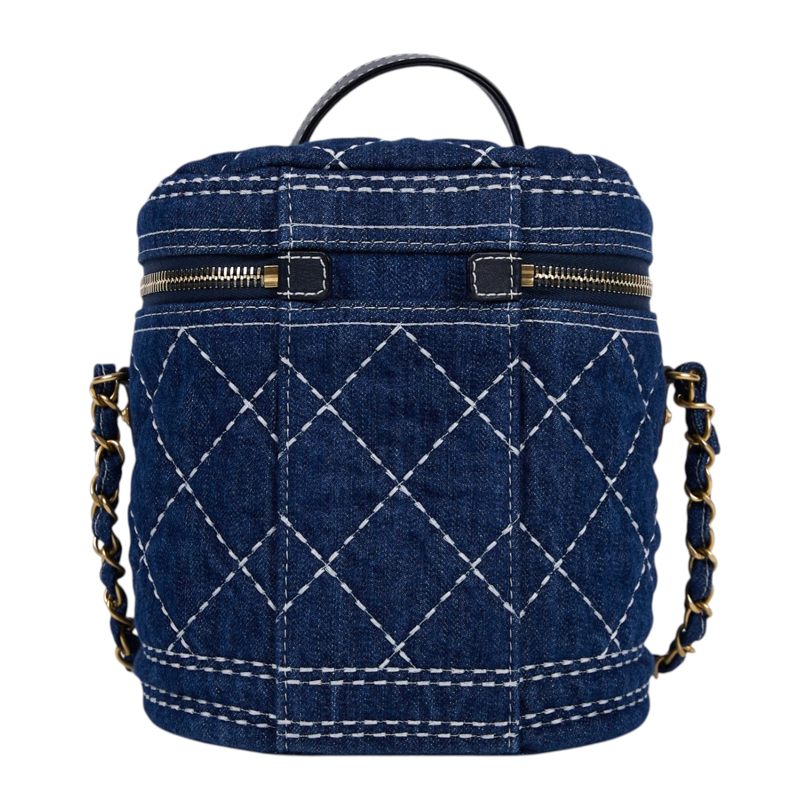 香奈兒 CHANEL CC Trip 單寧 肩背包 化妝包 斜背包 AS1336 29開 藍牛仔菱格水桶包 無附屬品