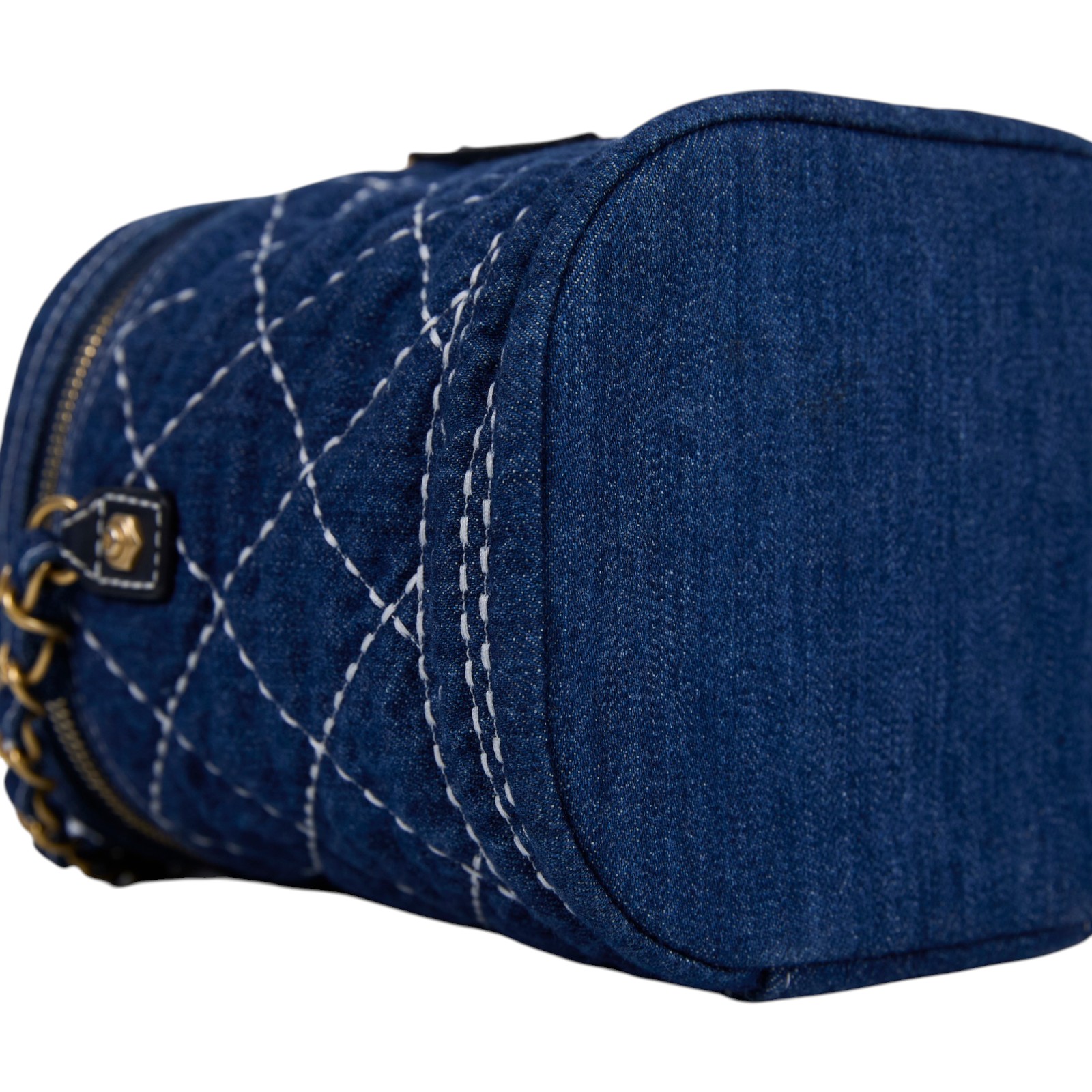 香奈兒 CHANEL CC Trip 單寧 肩背包 化妝包 斜背包 AS1336 29開 藍牛仔菱格水桶包 無附屬品