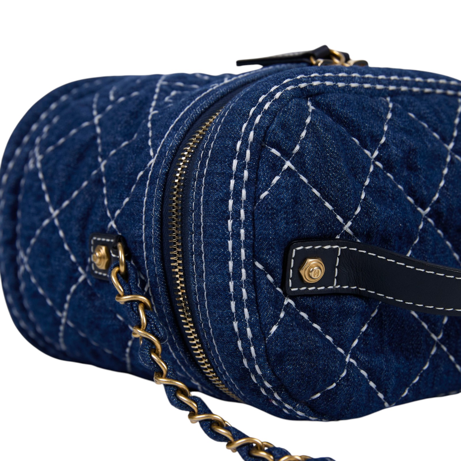 香奈兒 CHANEL CC Trip 單寧 肩背包 化妝包 斜背包 AS1336 29開 藍牛仔菱格水桶包 無附屬品