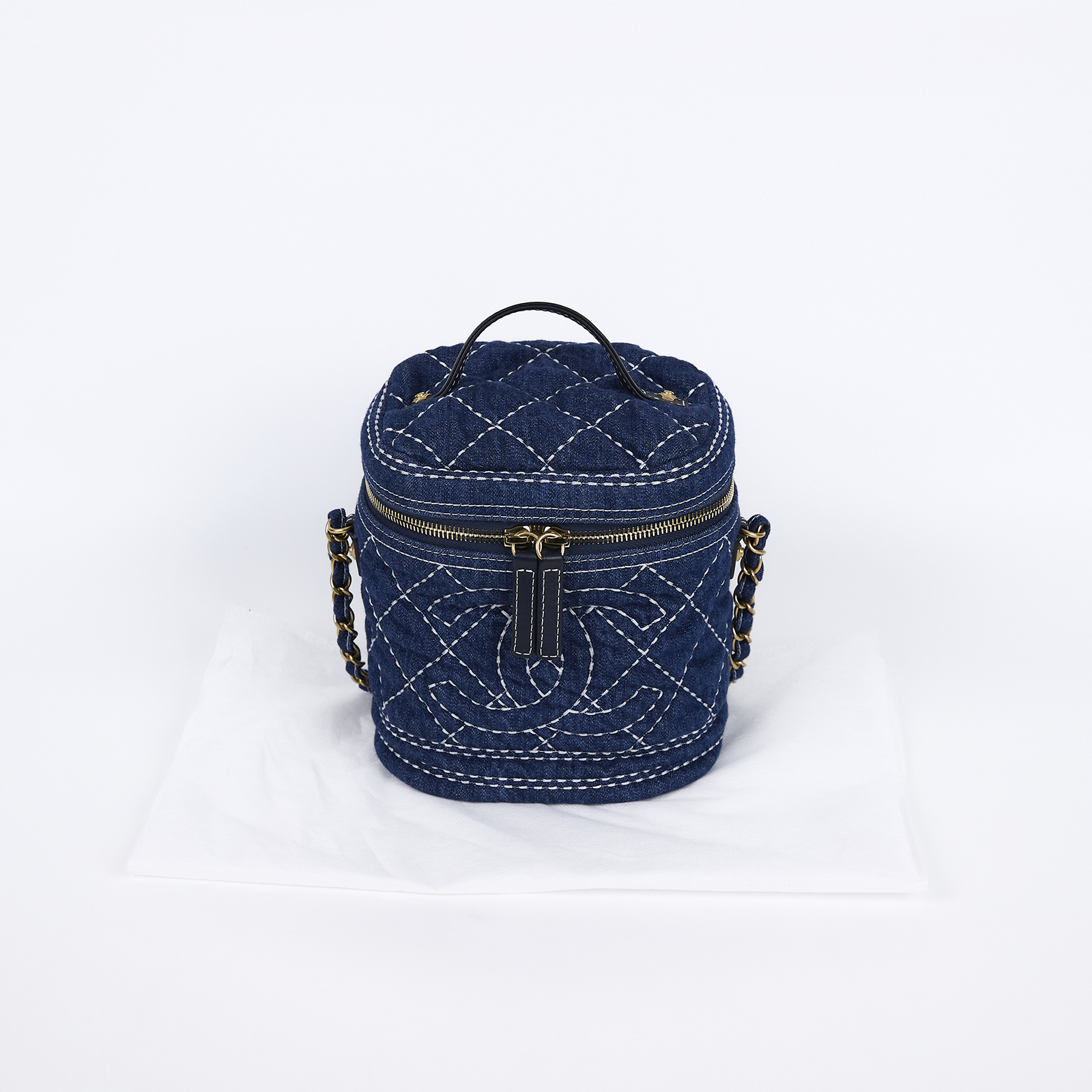 香奈兒 CHANEL CC Trip 單寧 肩背包 化妝包 斜背包 AS1336 29開 藍牛仔菱格水桶包 無附屬品