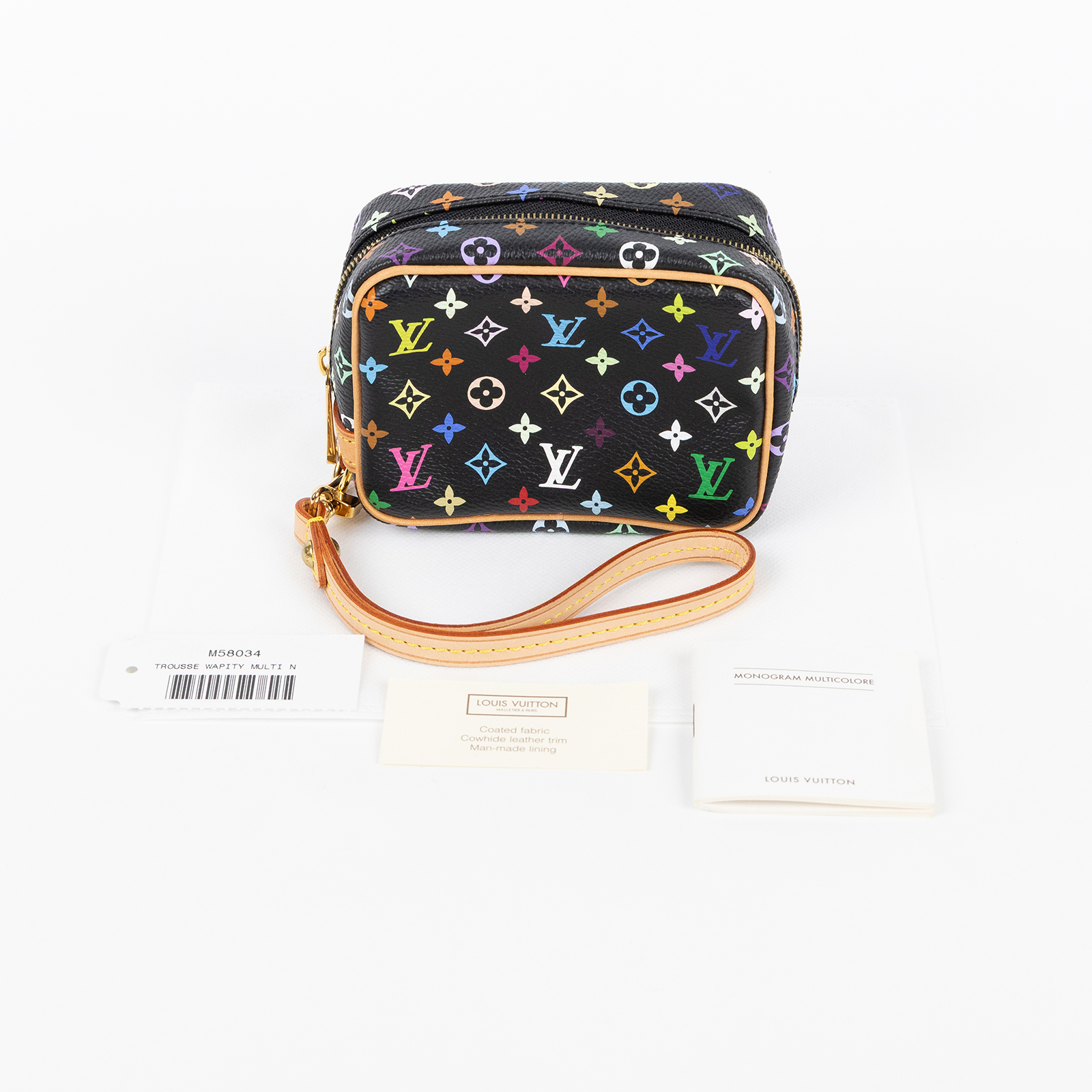 路易威登 LOUIS VUITTON Multi Trousse Wapity Pouch 手拿包 零錢包 村上隆 黑三彩 M58034  無附屬品