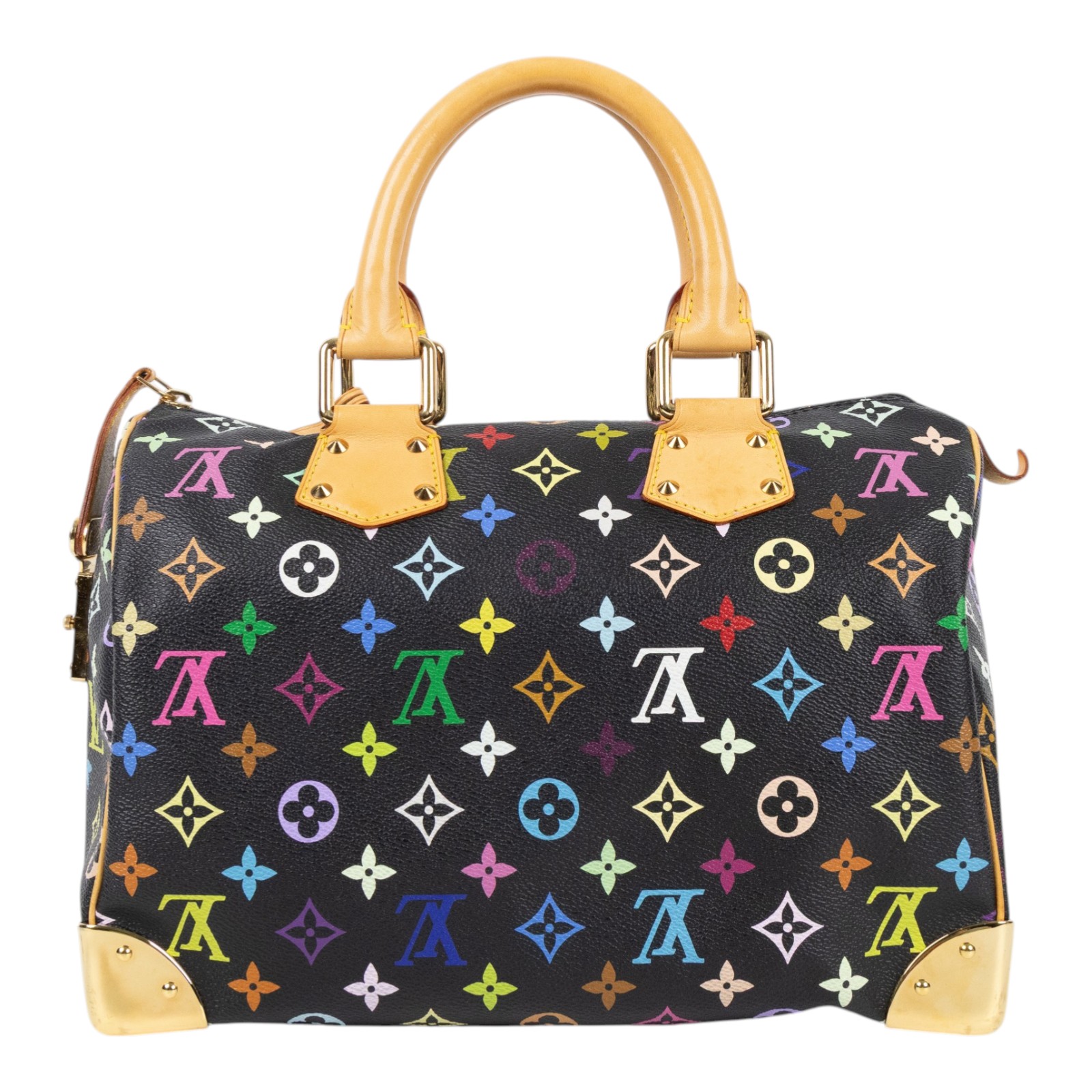 路易威登 LOUIS VUITTON Monogram Multicolor Speedy 30 手提包 村上隆 黑三彩  M92642  原廠盒子