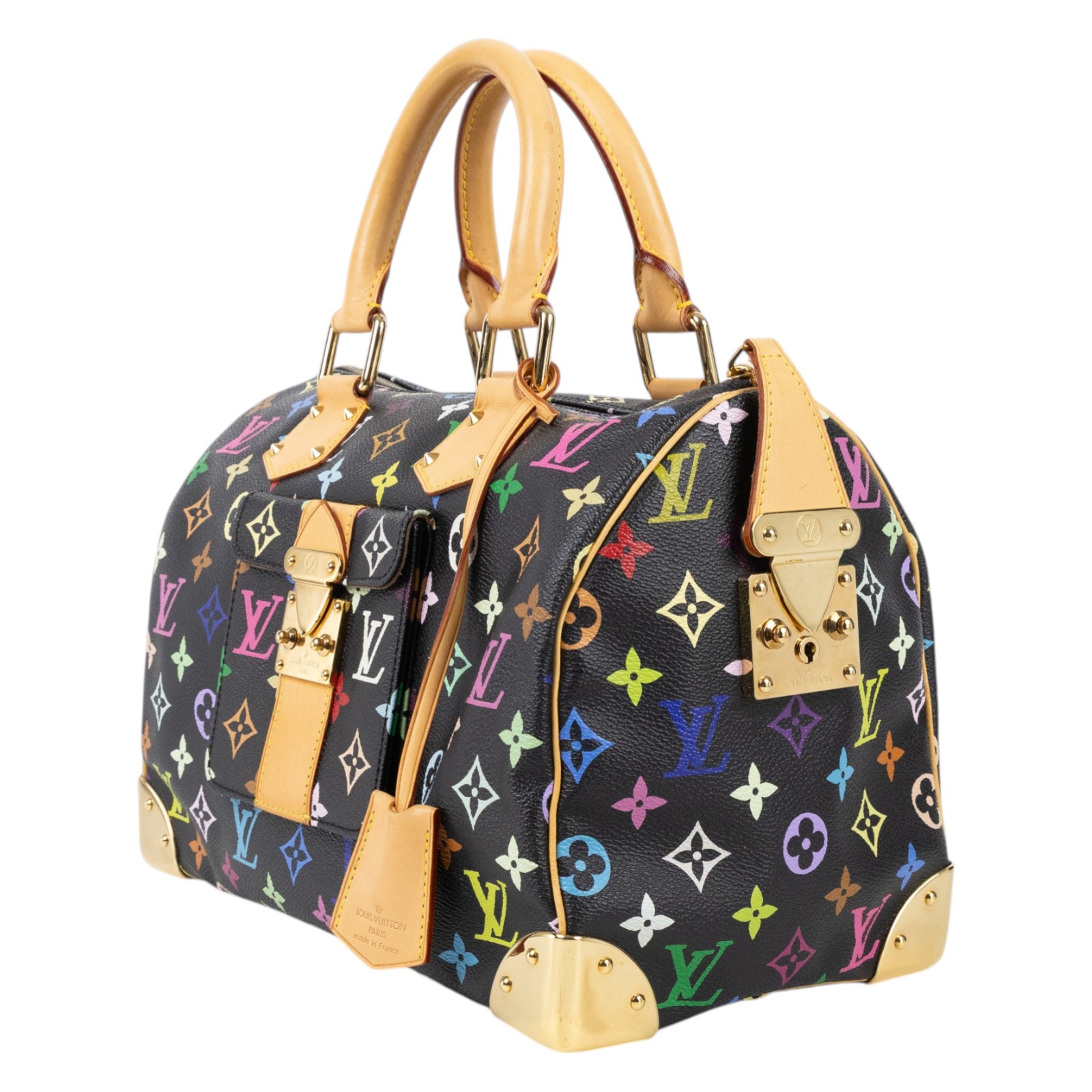 路易威登 LOUIS VUITTON Monogram Multicolor Speedy 30 手提包 村上隆 黑三彩  M92642  原廠盒子
