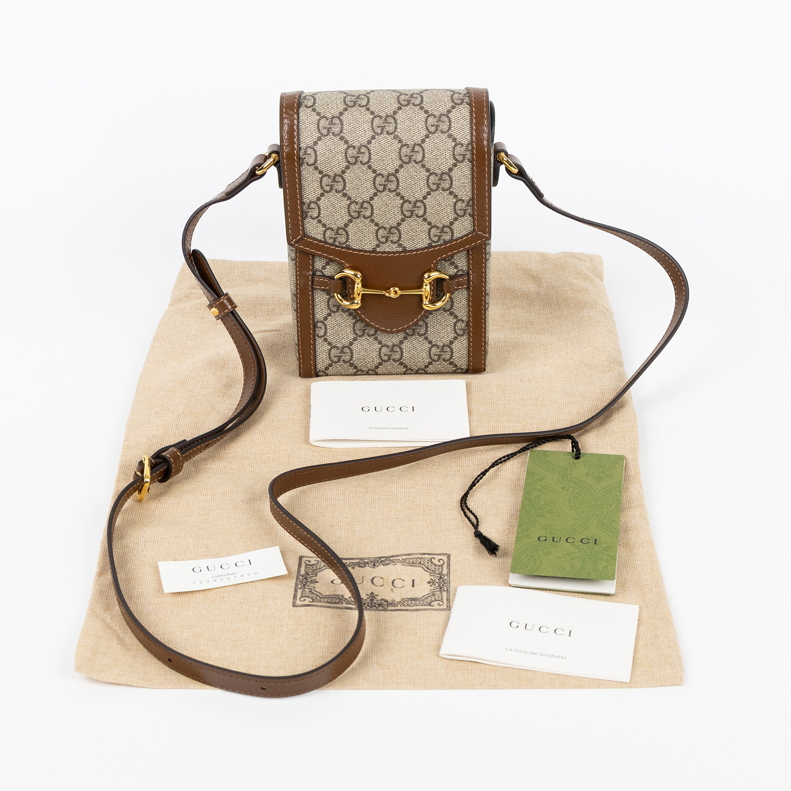 古馳 GUCCI 馬銜扣 1955 迷你袋 625615 92TCG 棕1955手機包 防塵袋