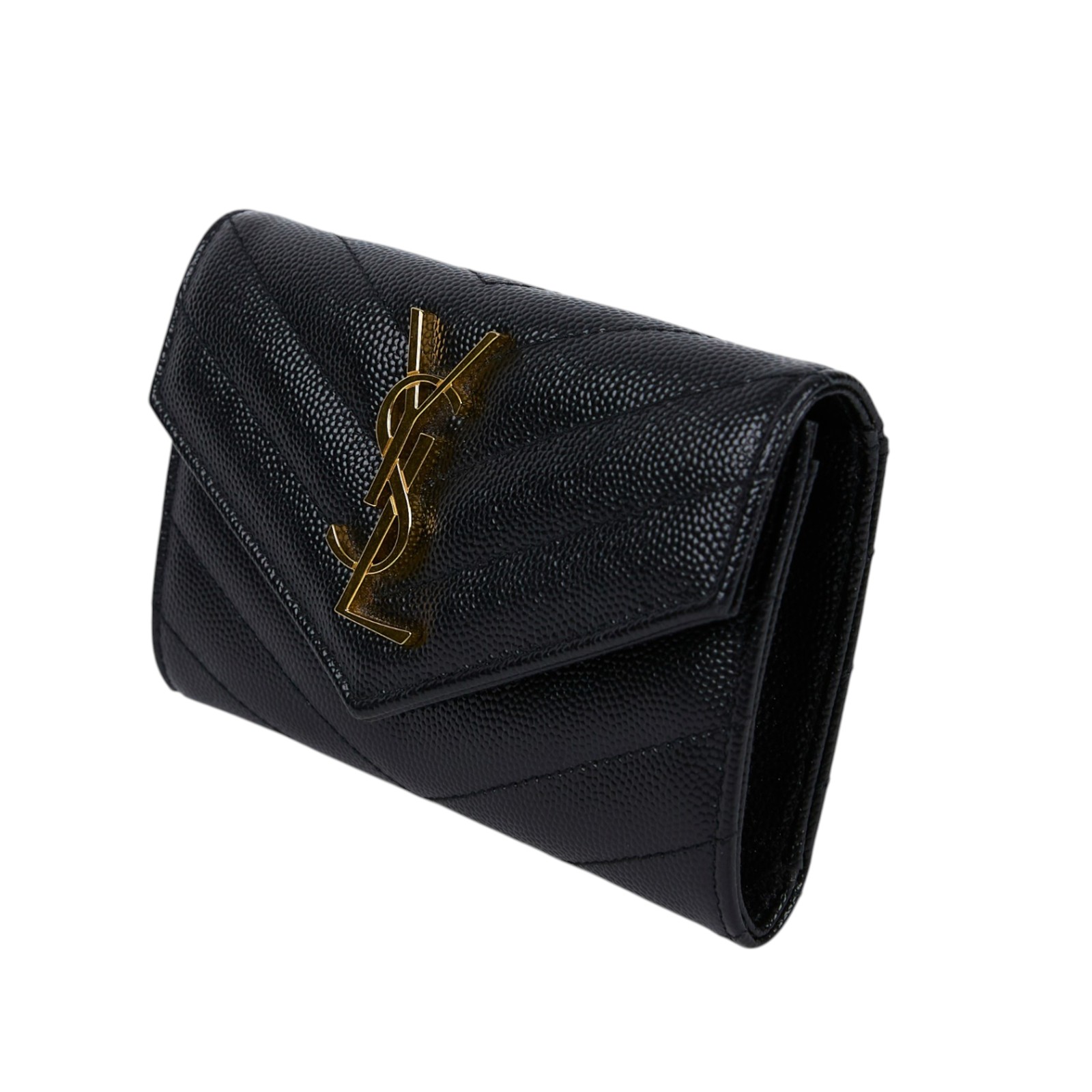 聖羅蘭 YSL SAINT LAURENT cassandre matelassé 粒面壓紋皮革 小型 信封錢包 短夾 414404BOW01  原廠盒子/防塵袋