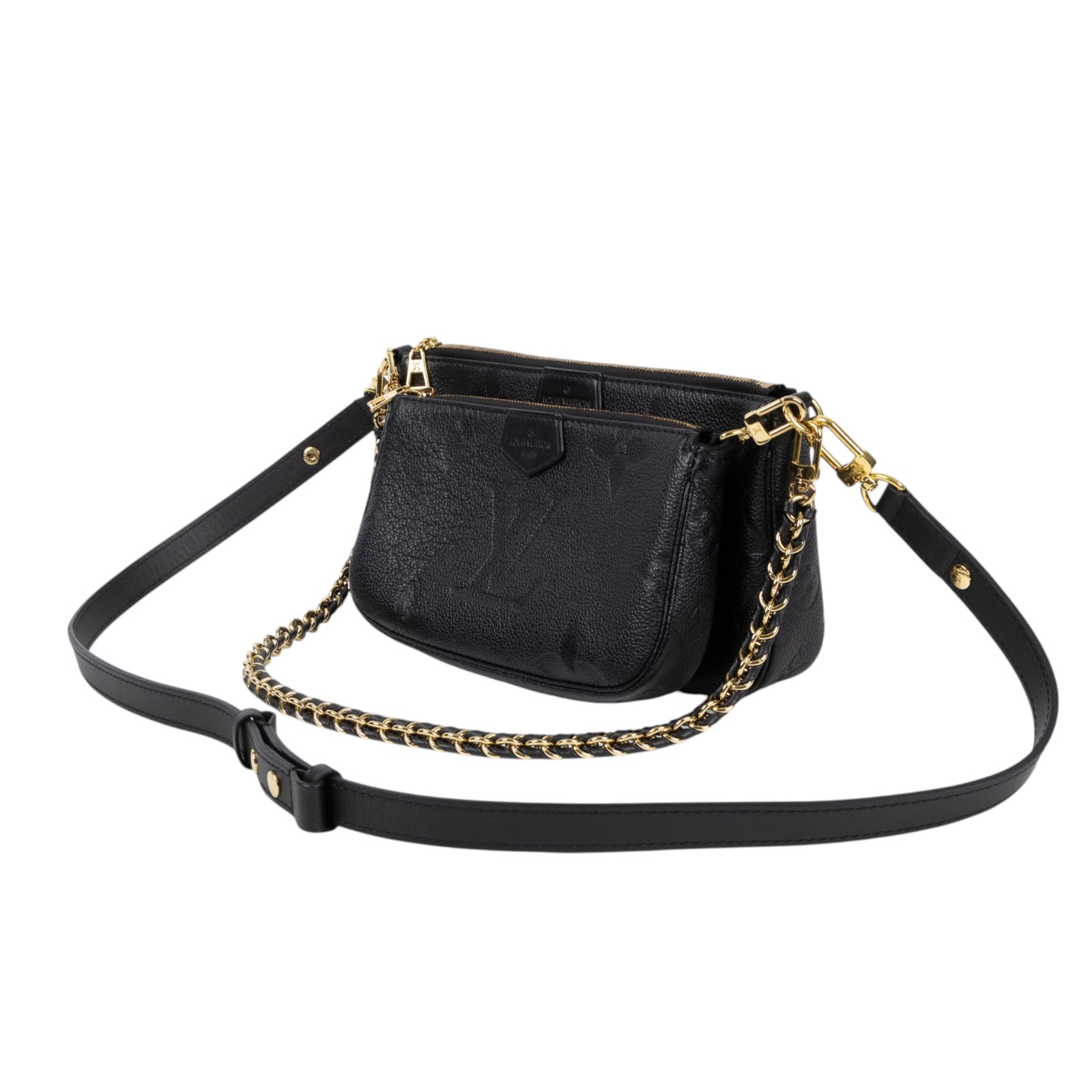 路易威登 LOUIS VUITTON Multi Pochette Accessoires 壓花牛皮 混合式 斜背袋 M80399 晶片款  原廠盒子/防塵袋/購買證明