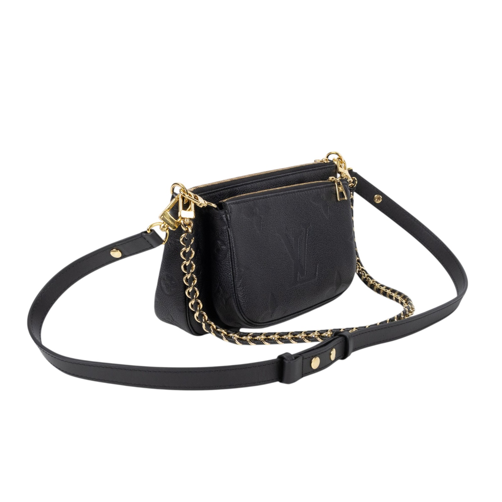 路易威登 LOUIS VUITTON Multi Pochette Accessoires 壓花牛皮 混合式 斜背袋 M80399 晶片款  原廠盒子/防塵袋/購買證明