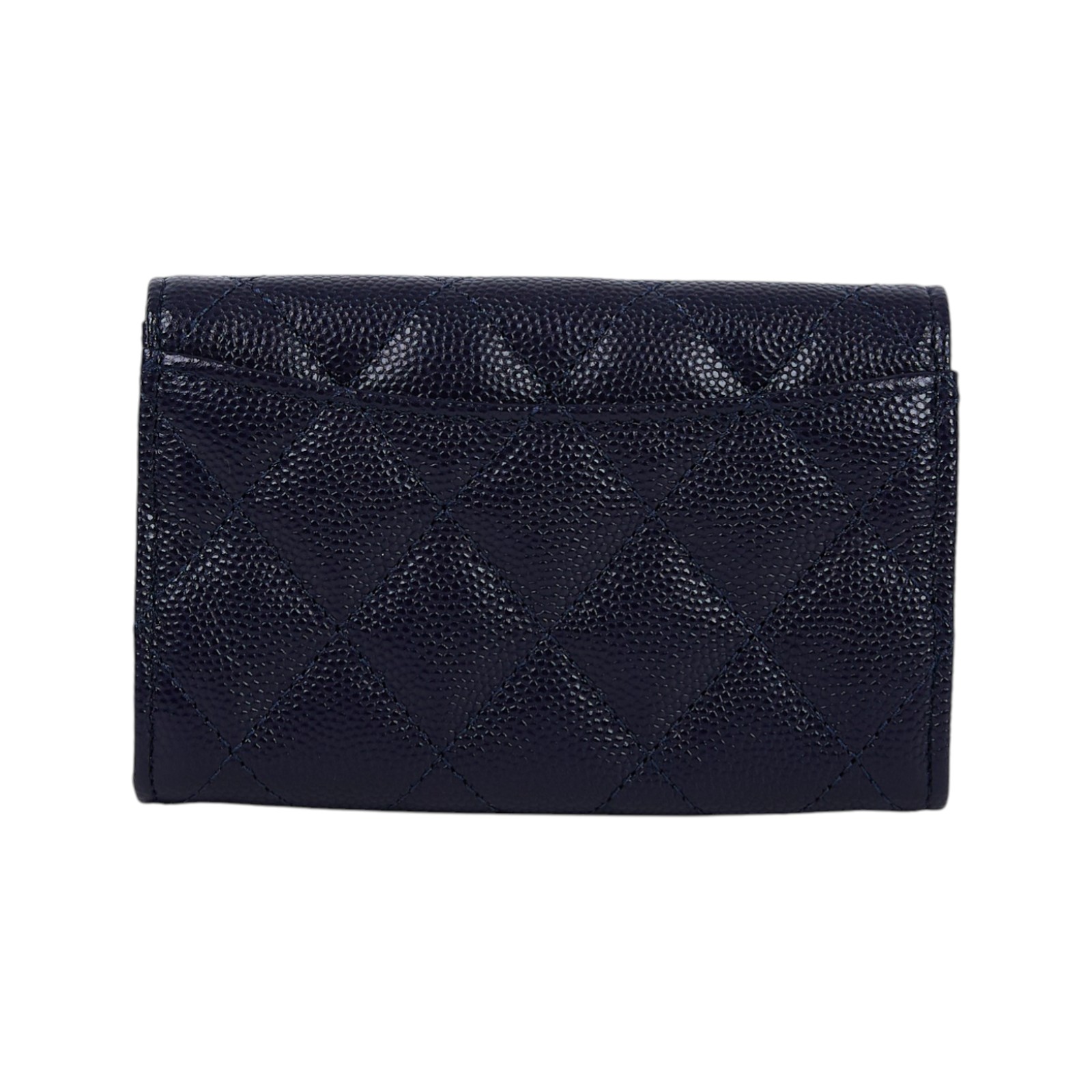 香奈兒 CHANEL CC LOGO 口蓋 卡片夾 錢包 AP0214 Y33352 31開深藍荔枝卡包 原廠盒子/防塵袋/保證卡/購買證明