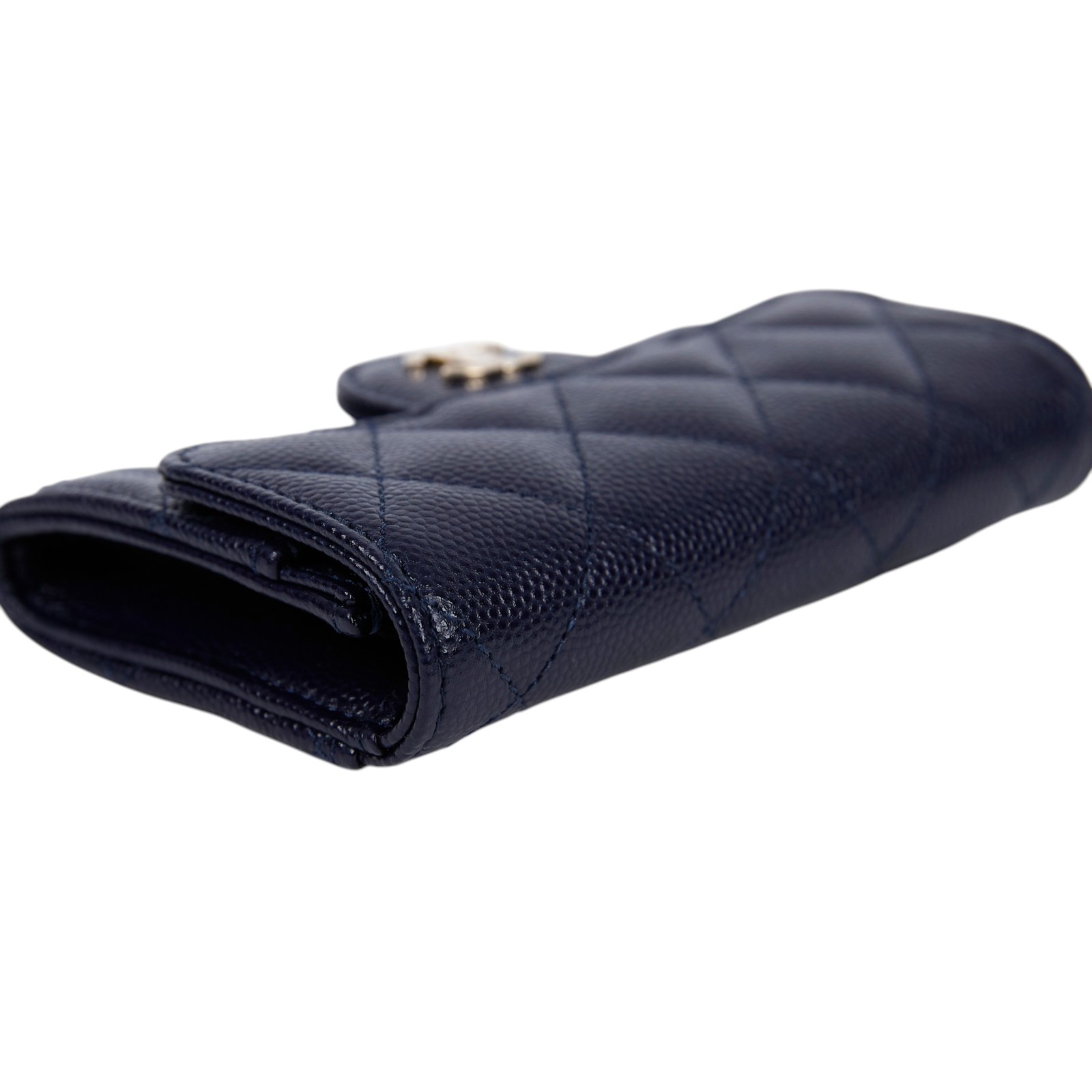 香奈兒 CHANEL CC LOGO 口蓋 卡片夾 錢包 AP0214 Y33352 31開深藍荔枝卡包 原廠盒子/防塵袋/保證卡/購買證明