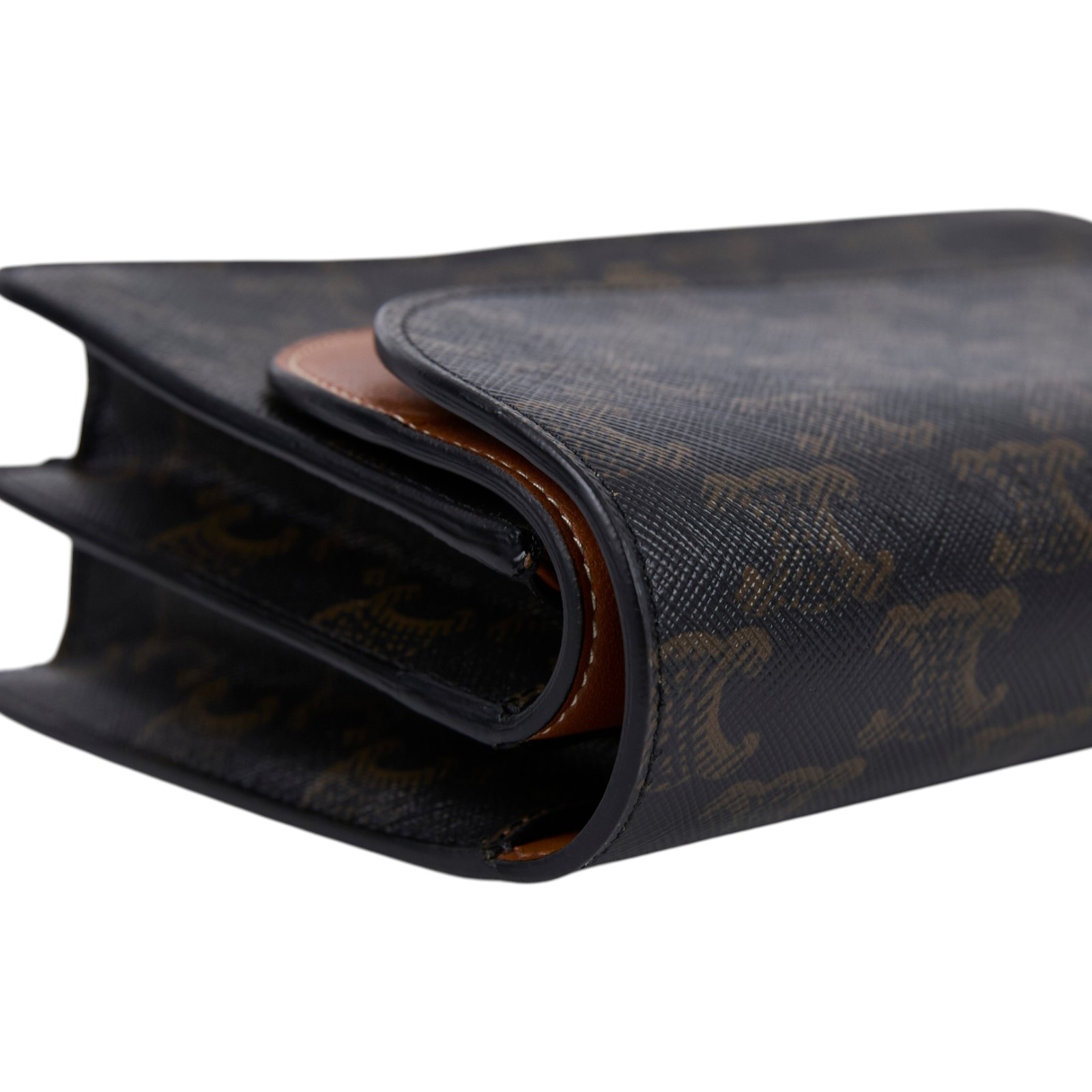 思琳 CELINE Triomphe 帆布  平滑羊皮 Strap 錢包 10D852CG9 黃褐色STRAP信封包 原廠盒子/防塵袋/購買證明