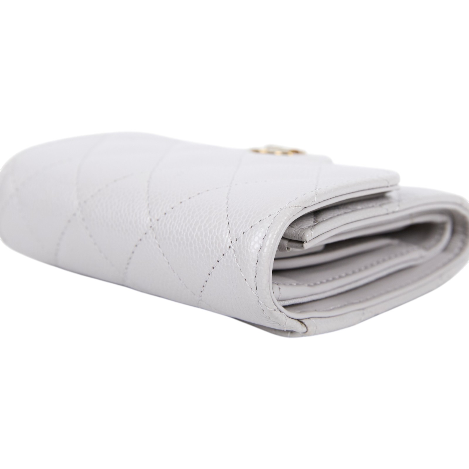 香奈兒 CHANEL CC 錢包 三折 短夾  AP0229 B10583 晶片款 淺灰金荔枝三折短夾 原廠盒子/防塵袋/購買證明