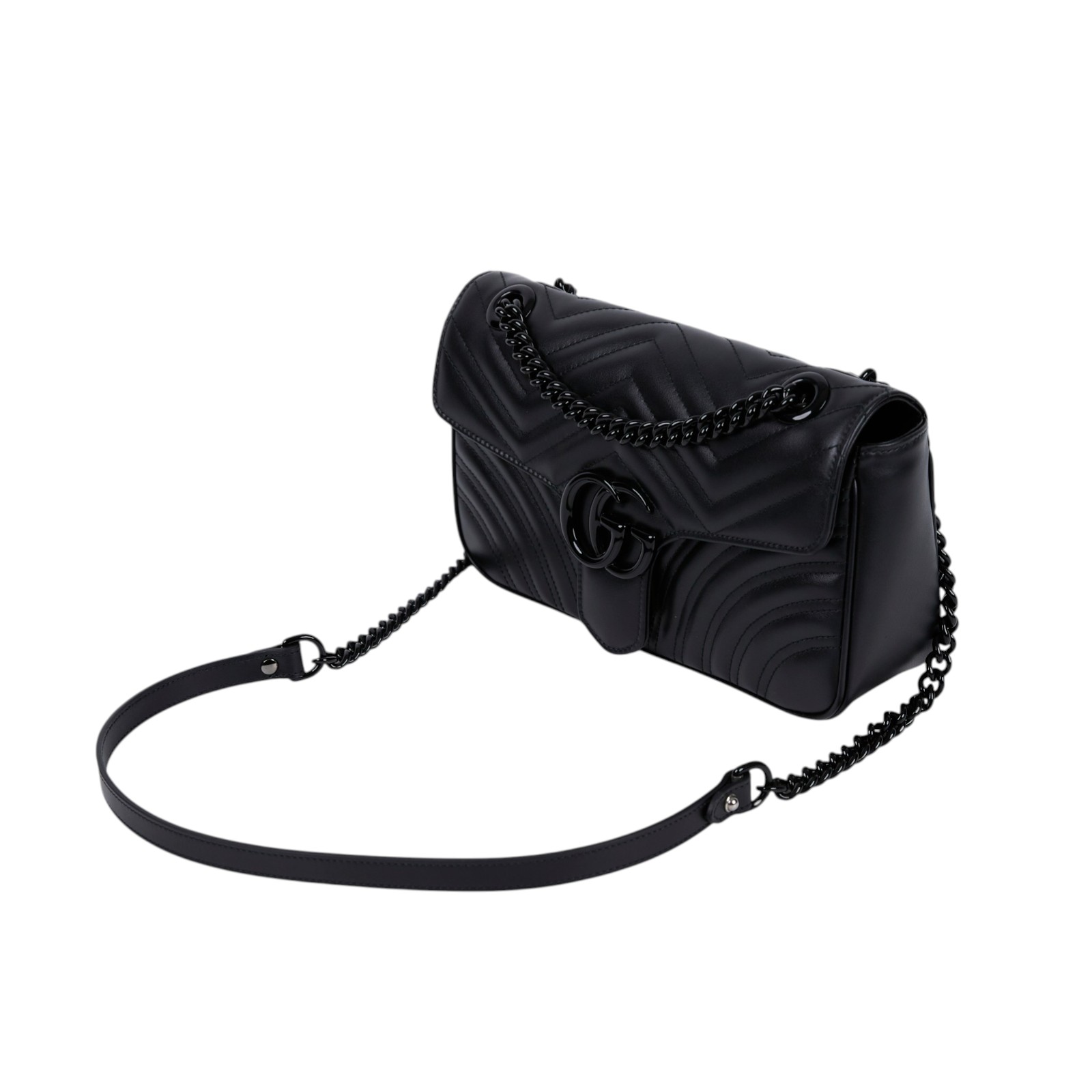 古馳 GUCCI GG Marmont 小型 絎縫 肩揹袋 443497 DTDFV 黑MARMONT 26CM 原廠盒子/防塵袋