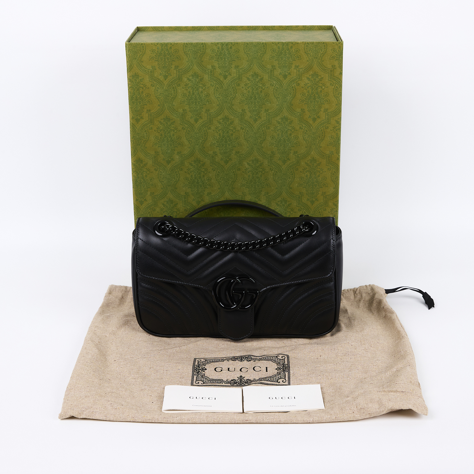 古馳 GUCCI GG Marmont 小型 絎縫 肩揹袋 443497 DTDFV 黑MARMONT 26CM 原廠盒子/防塵袋