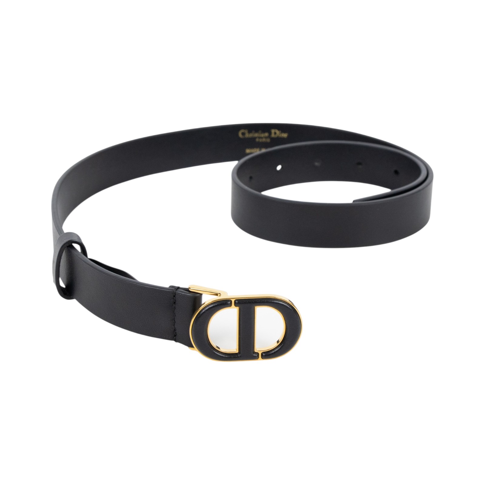 迪奧 CHRISTIAN DIOR 30 Montaigne CD 皮帶  黑CD扣皮帶#75 防塵袋