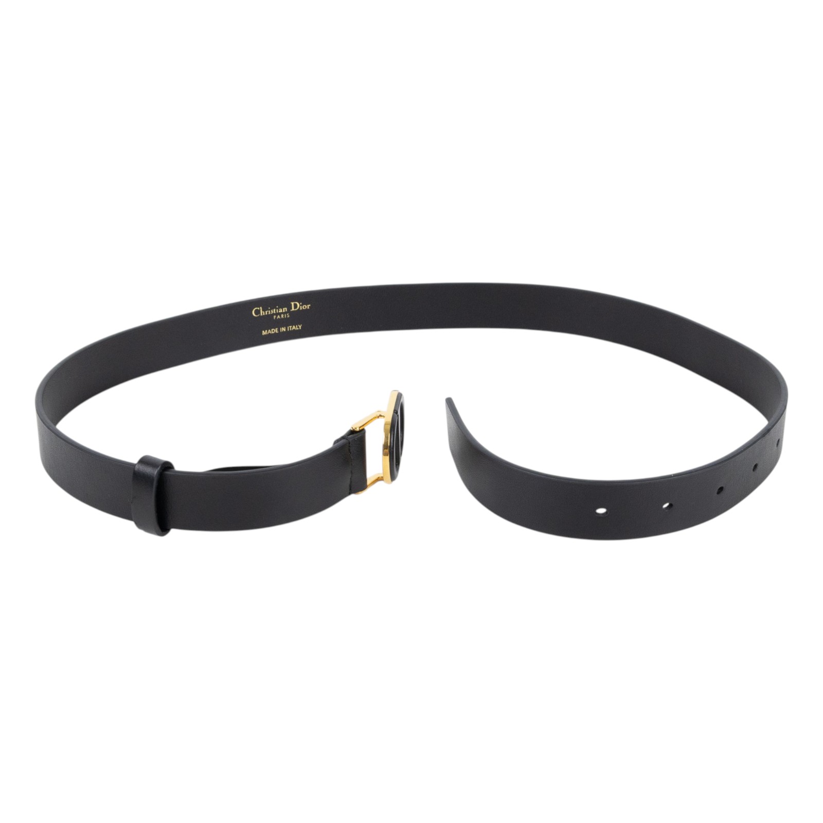 迪奧 CHRISTIAN DIOR 30 Montaigne CD 皮帶  黑CD扣皮帶#75 防塵袋