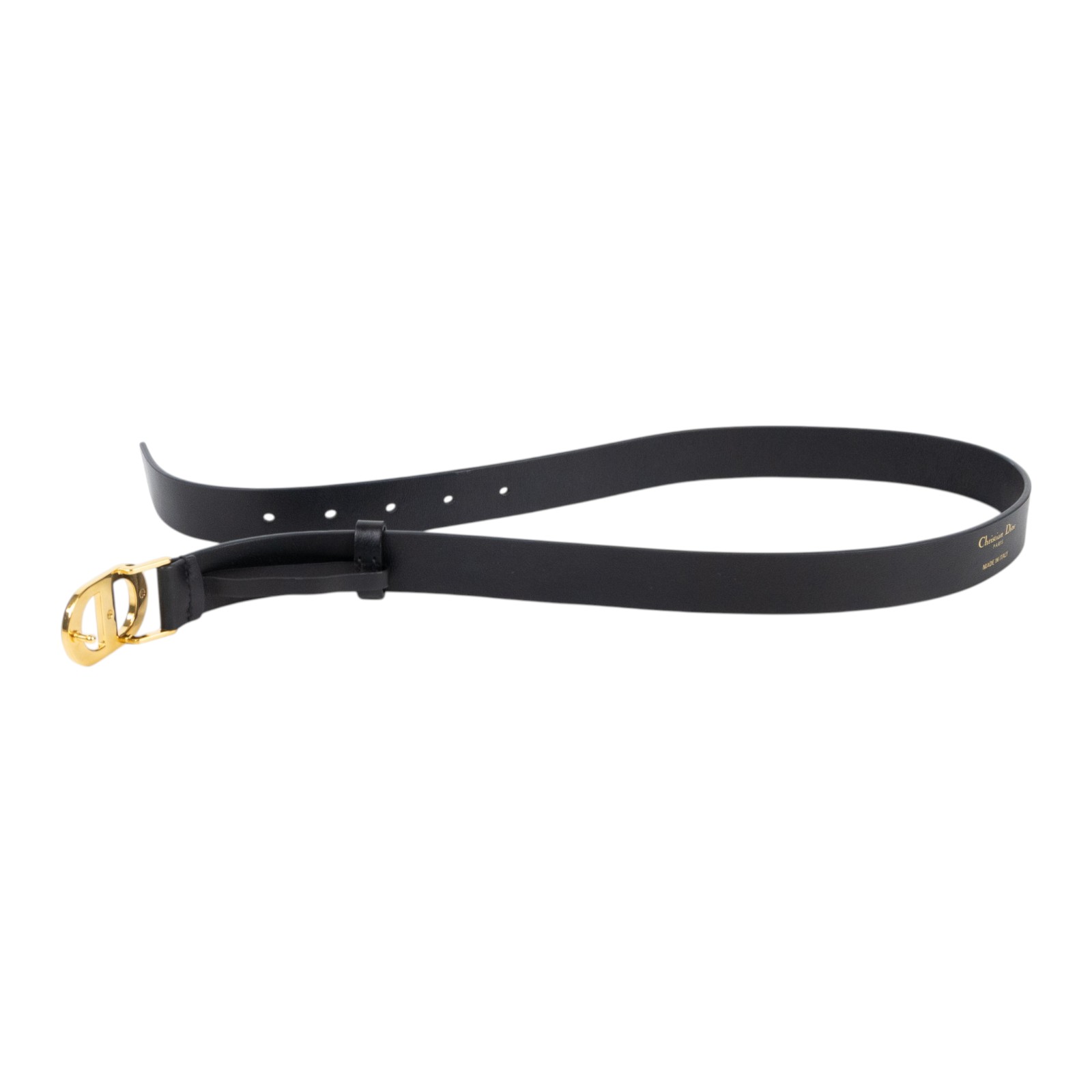 迪奧 CHRISTIAN DIOR 30 Montaigne CD 皮帶  黑CD扣皮帶#75 防塵袋