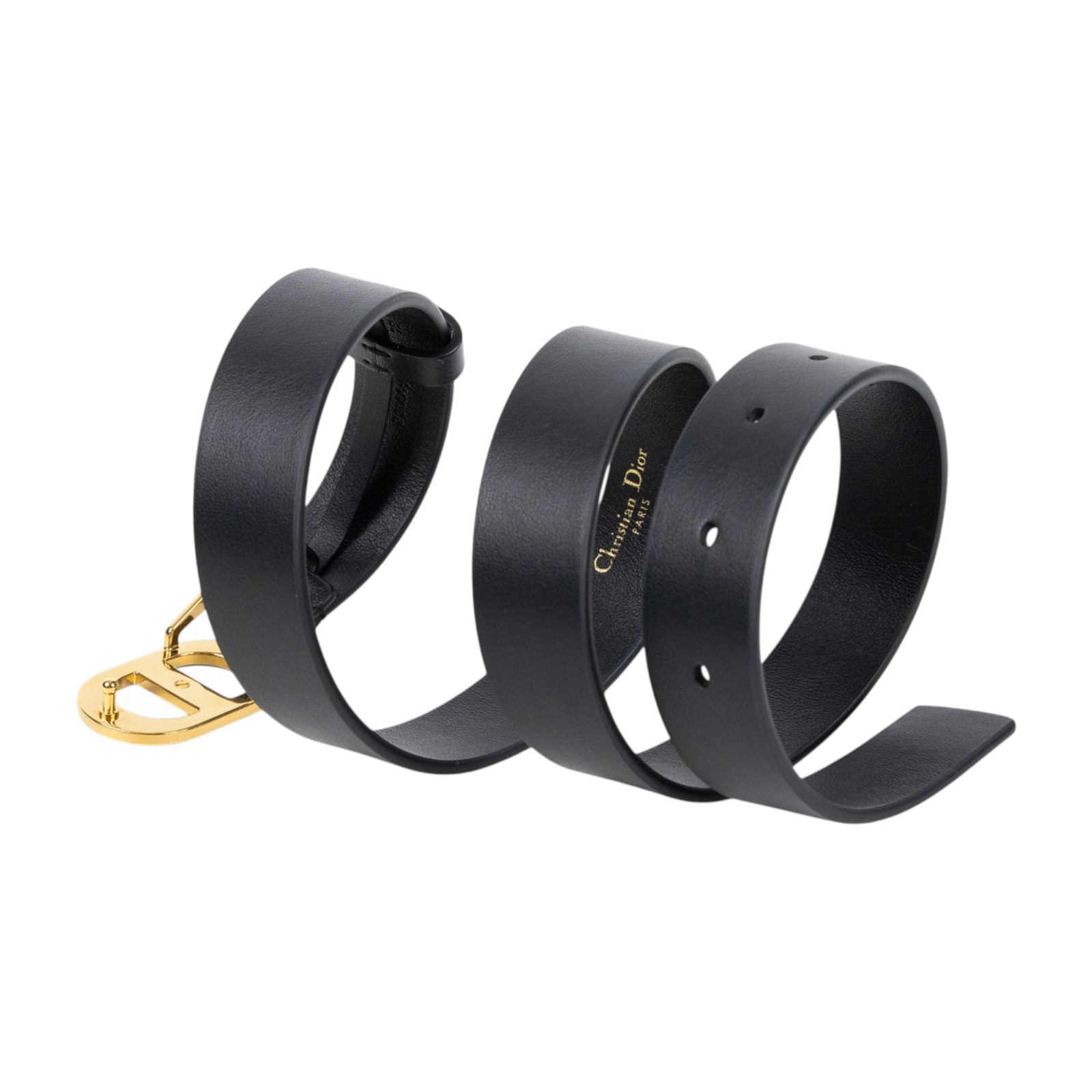 迪奧 CHRISTIAN DIOR 30 Montaigne CD 皮帶  黑CD扣皮帶#75 防塵袋