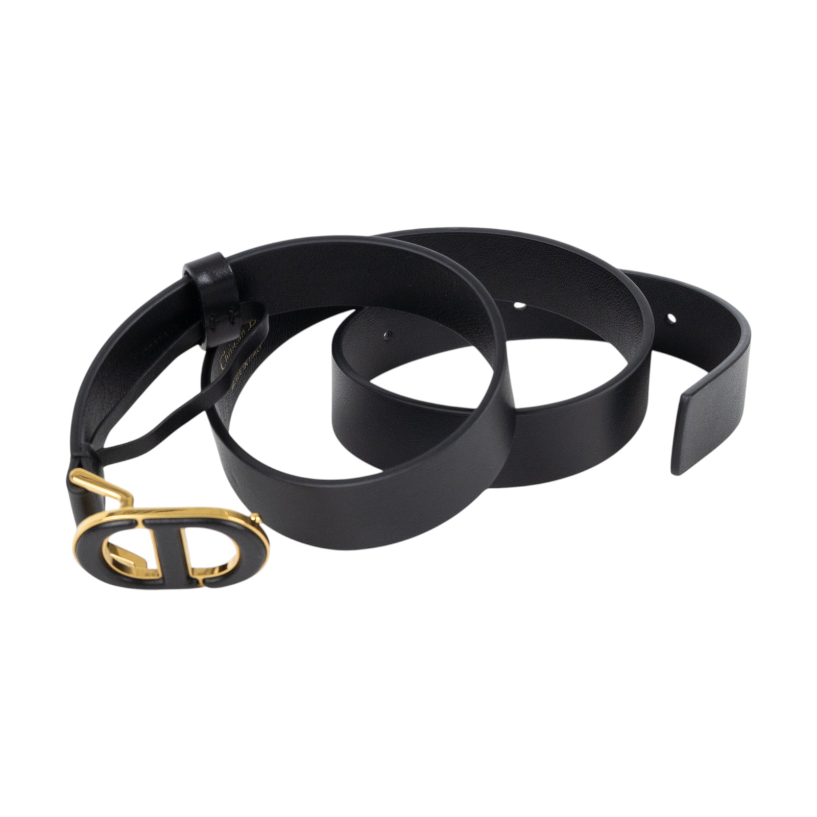 迪奧 CHRISTIAN DIOR 30 Montaigne CD 皮帶  黑CD扣皮帶#75 防塵袋