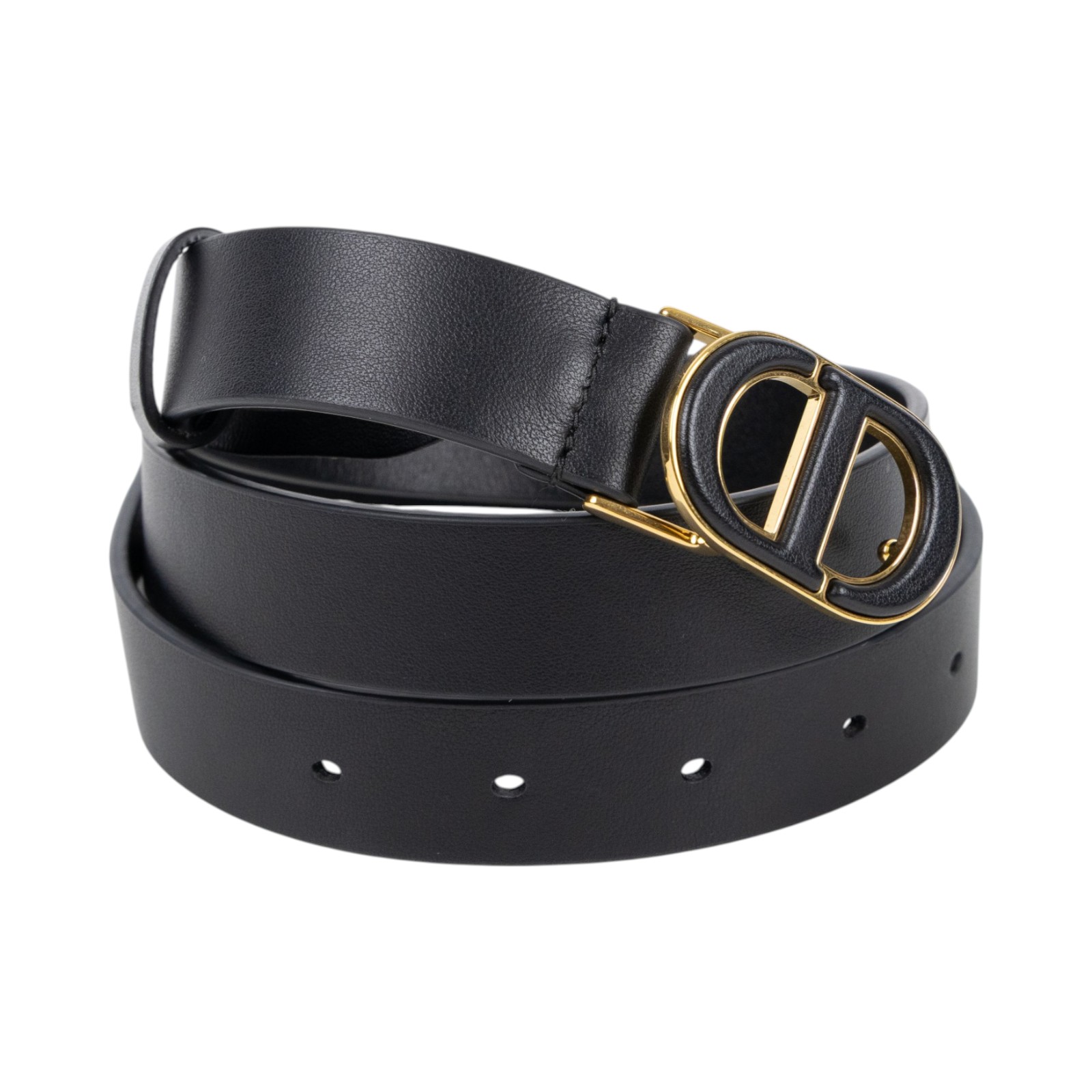 迪奧 CHRISTIAN DIOR 30 Montaigne CD 皮帶  黑CD扣皮帶#75 防塵袋