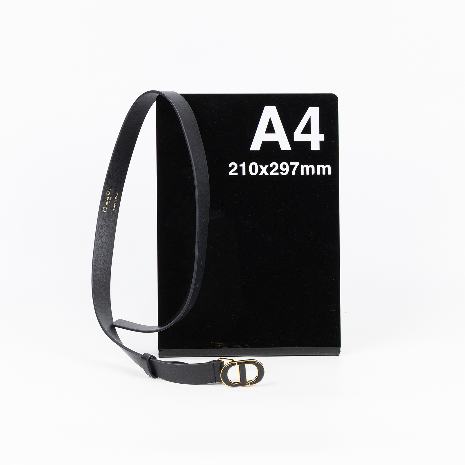 迪奧 CHRISTIAN DIOR 30 Montaigne CD 皮帶  黑CD扣皮帶#75 防塵袋
