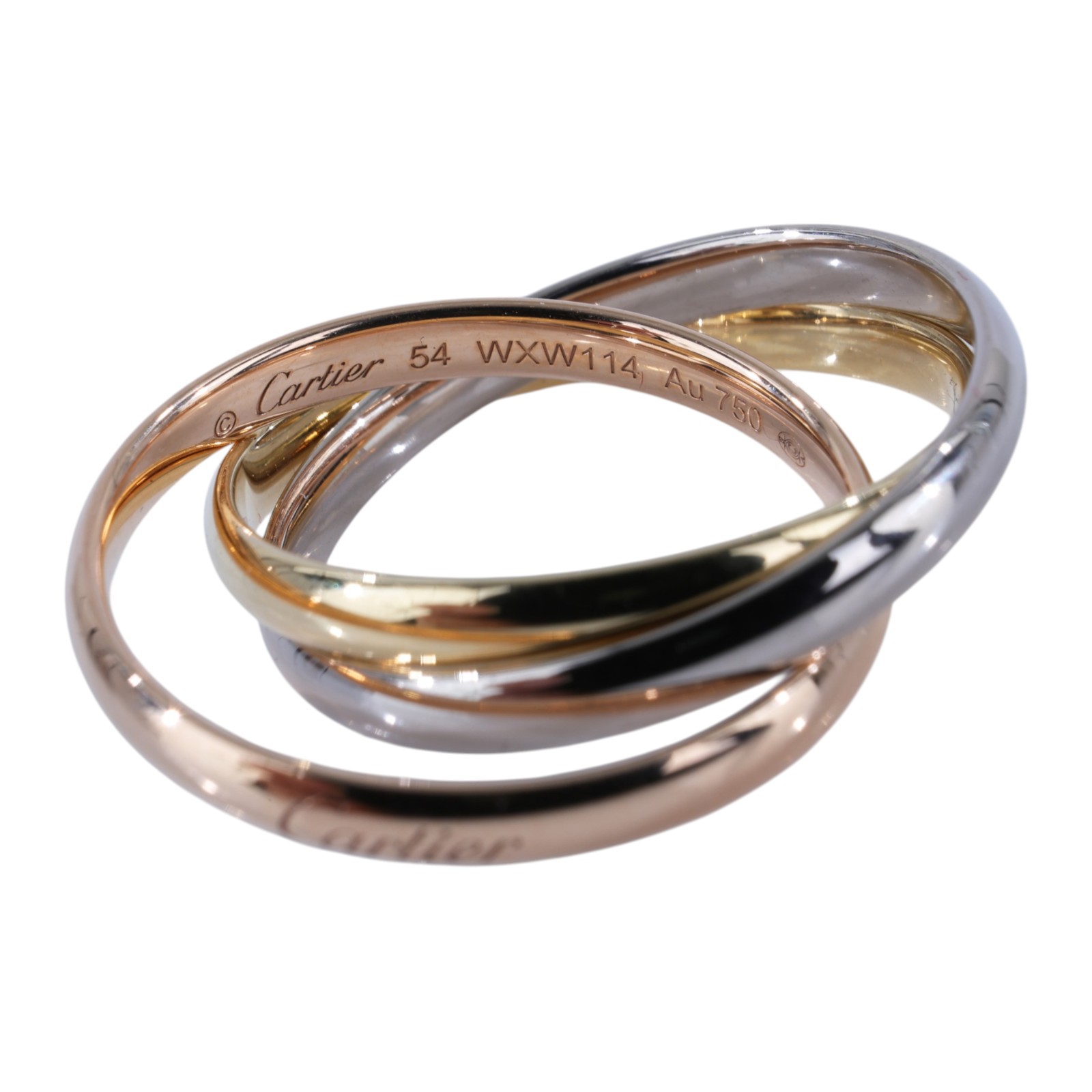 卡地亞 CARTIER Trinity 戒指 小型款 B4235154 TRINITY三環戒指細款 #54 防塵袋/原廠盒子2/購買證明影本