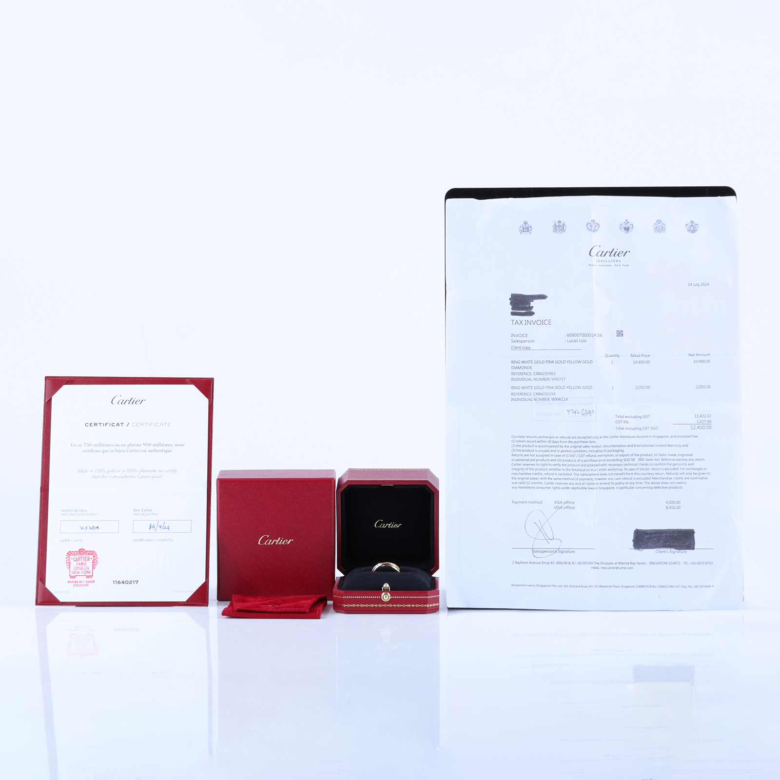 卡地亞 CARTIER Trinity 戒指 小型款 B4235154 TRINITY三環戒指細款 #54 防塵袋/原廠盒子2/購買證明影本
