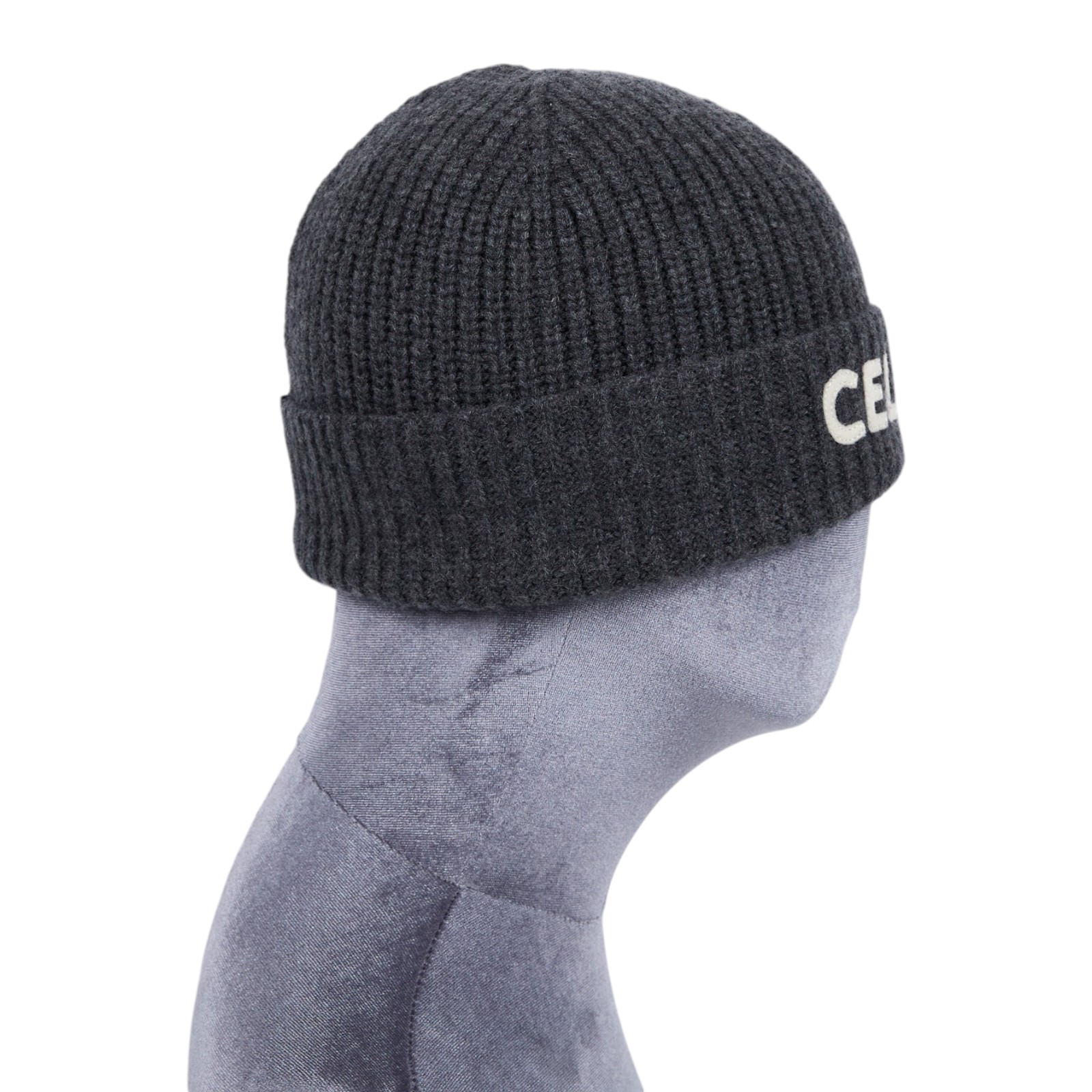 思琳 CELINE 針織帽  灰白字LOGO毛帽 無附屬品