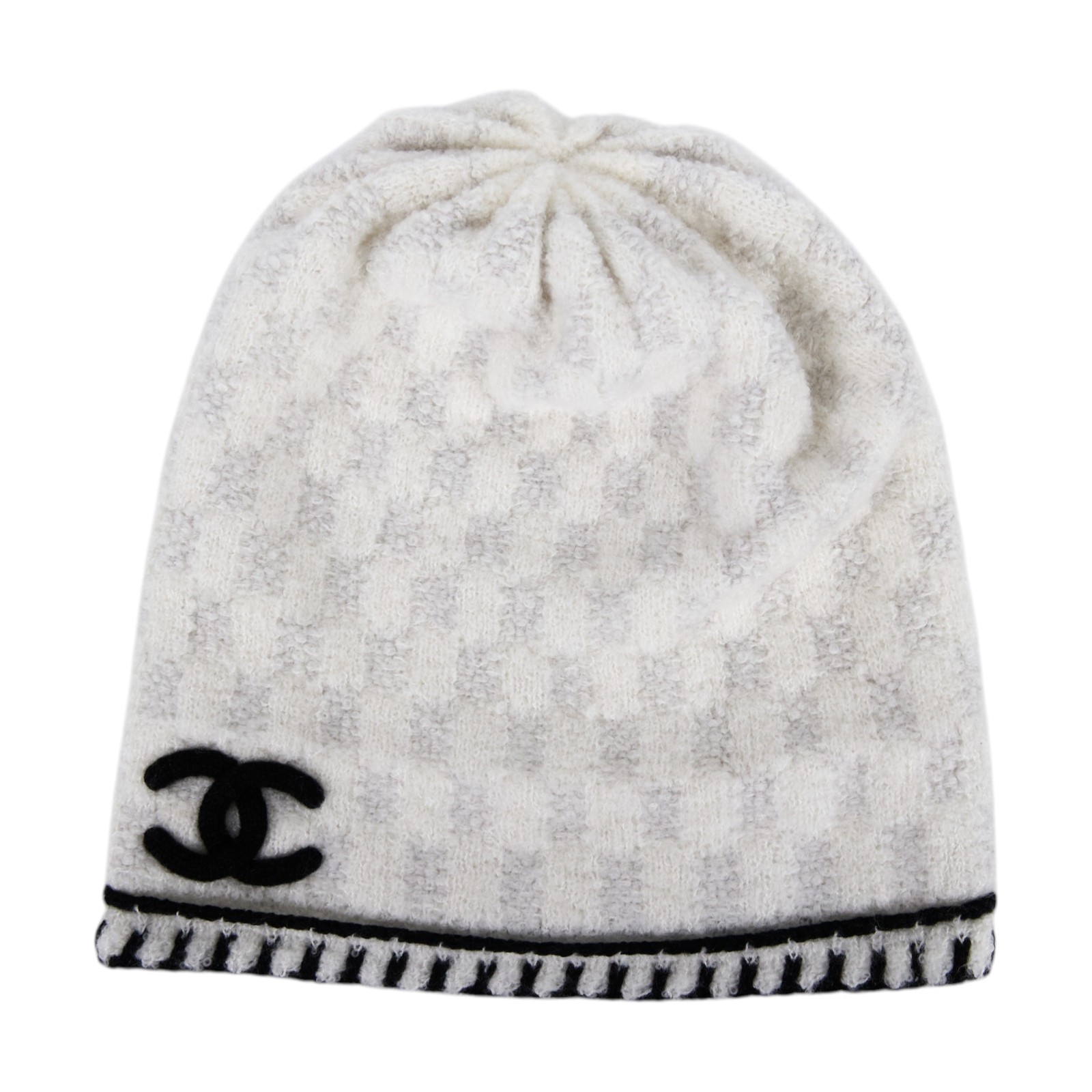 香奈兒 CHANEL 針織帽 AA8319 B08505 白灰黑LOGO毛帽 無附屬品