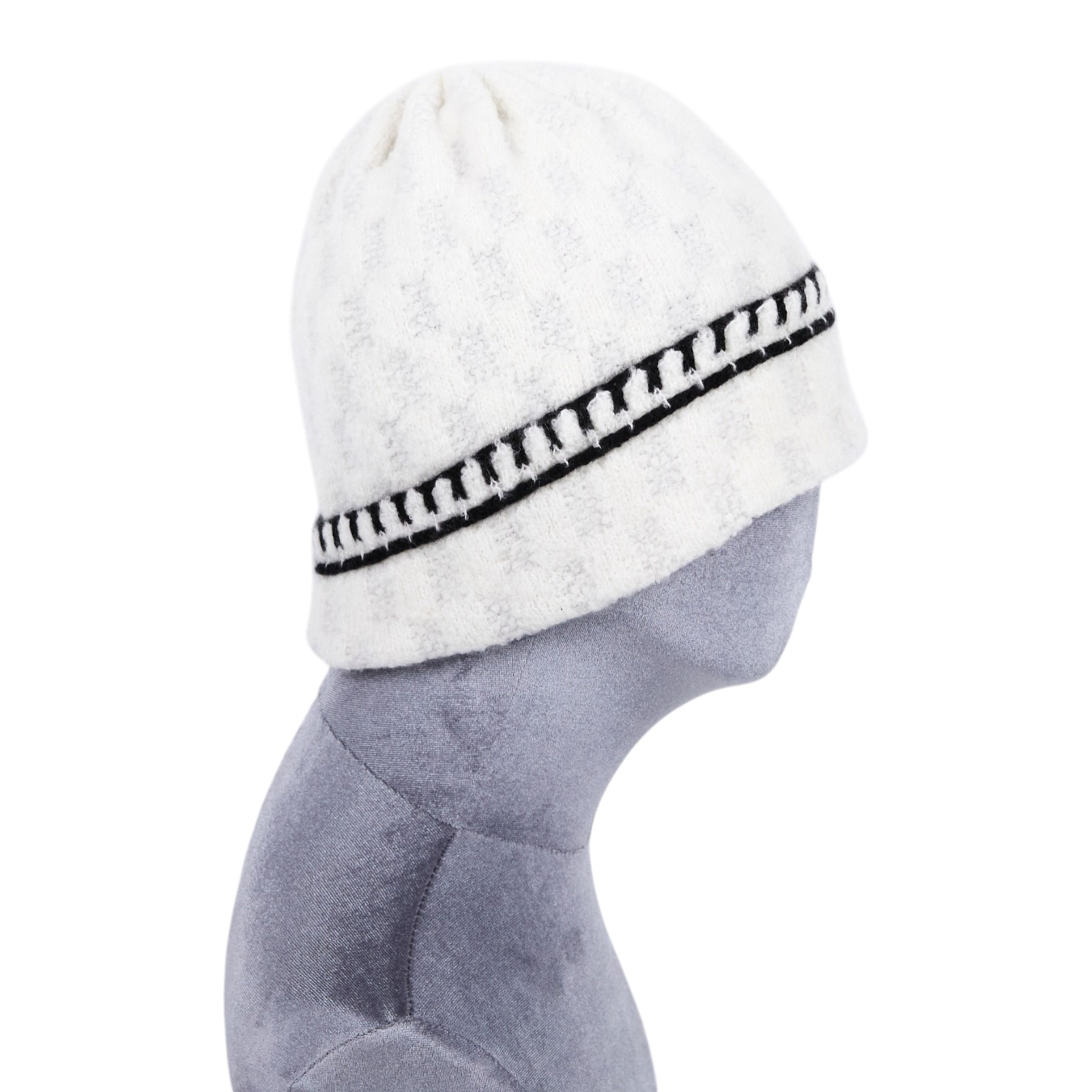 香奈兒 CHANEL 針織帽 AA8319 B08505 白灰黑LOGO毛帽 無附屬品