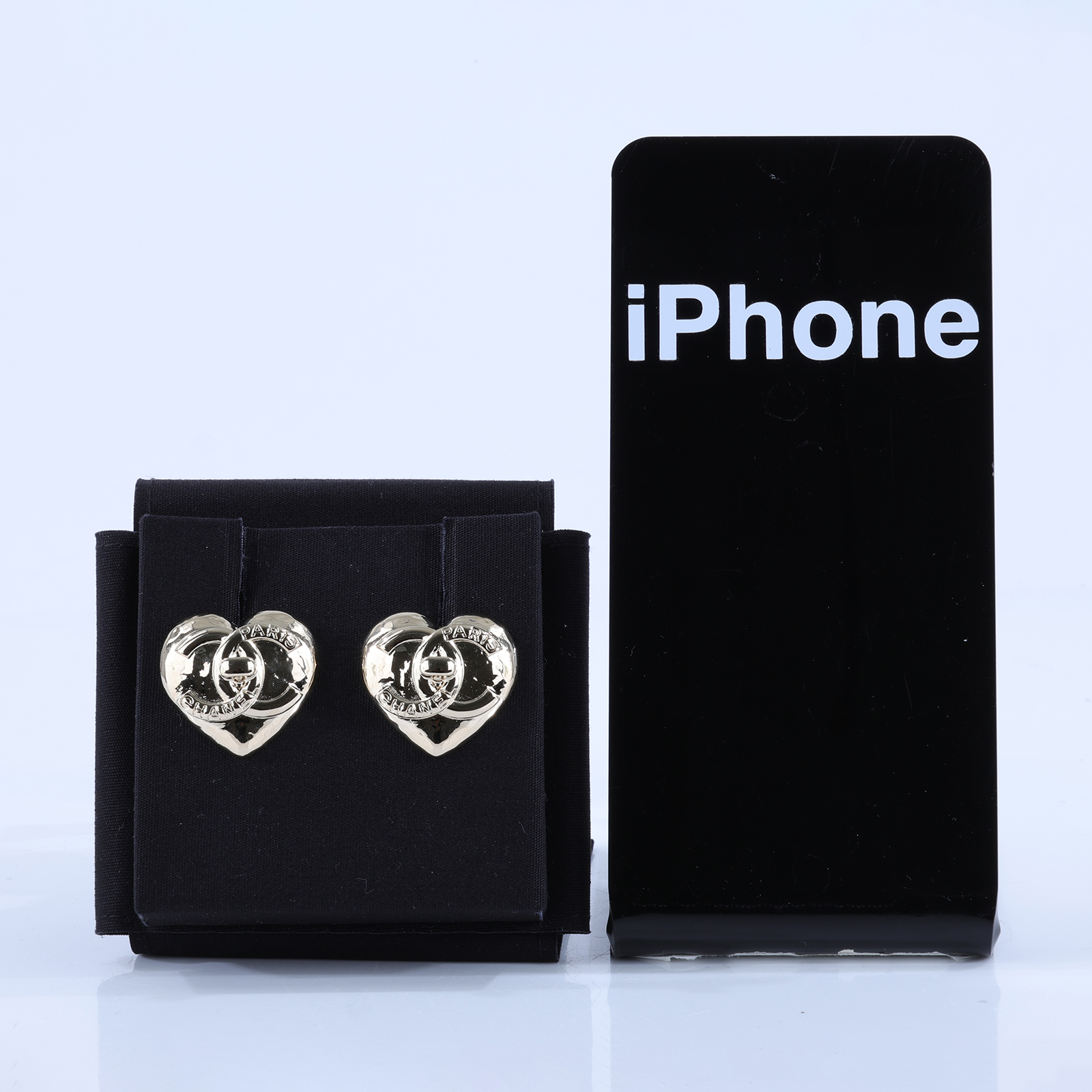 香奈兒 CHANEL CC LOGO 耳環 耳釘 B22B 金色雙C愛心耳環 原廠盒子/底襯