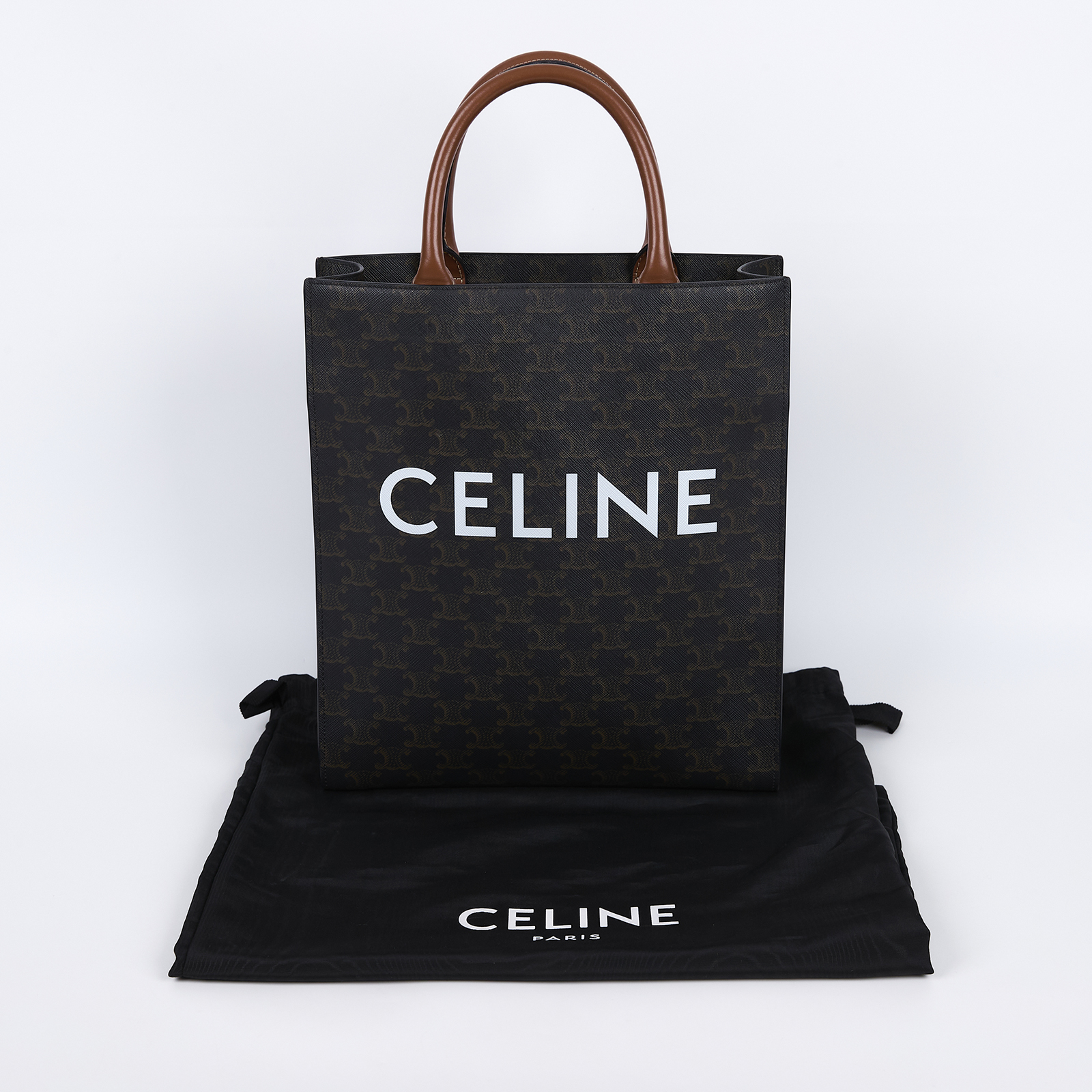 思琳 CELINE Triomphe帆布 小型 直式 Cabas 肩背 手提包 191542BZK 凱旋琴譜包 防塵袋