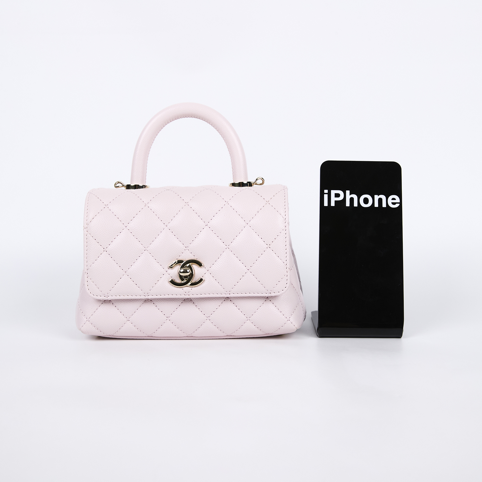 香奈兒 CHANEL Handle 迷你 手提 口蓋包 AS2215 晶片款 粉淡金荔枝COCO HANDLE MINI 原廠盒子