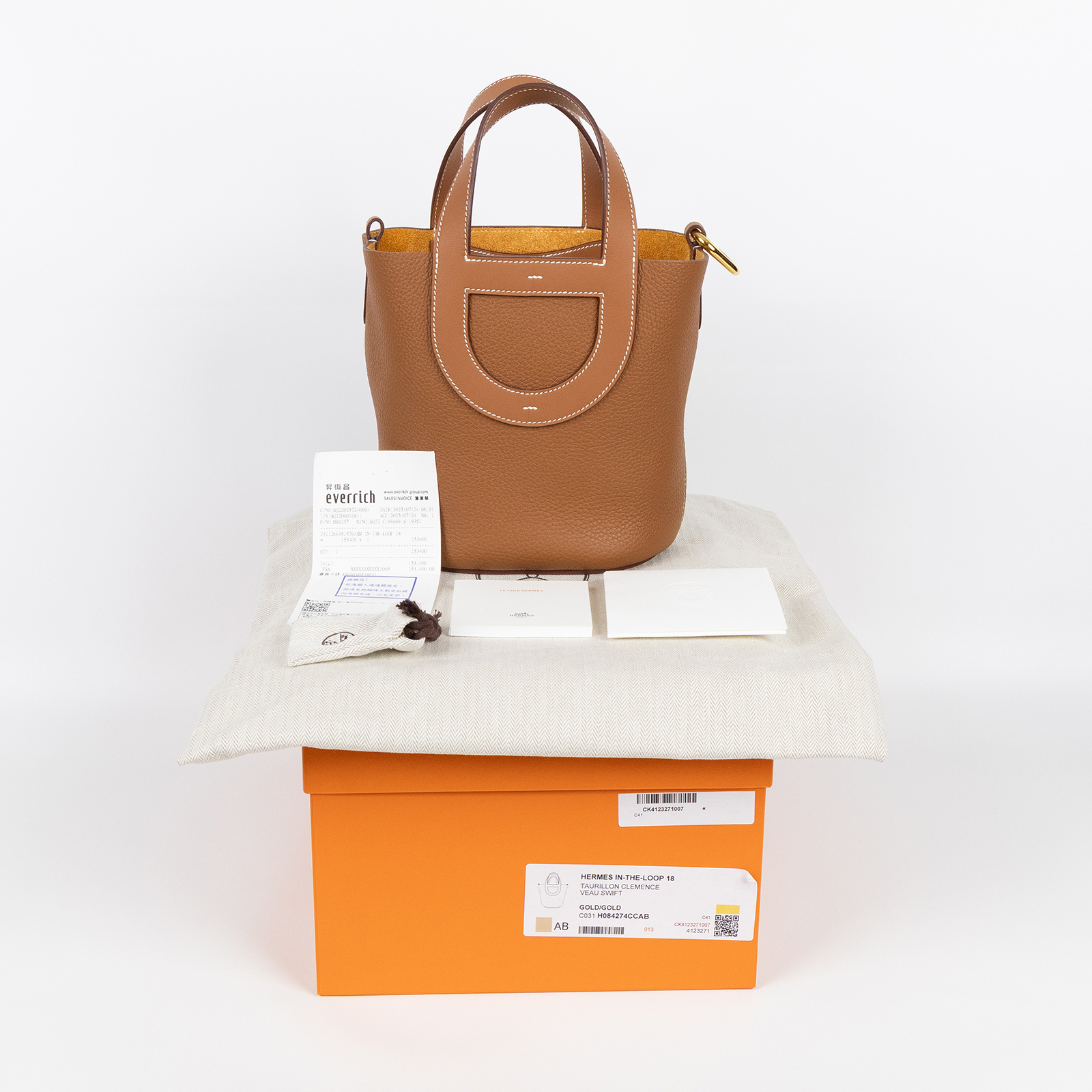 愛馬仕 Hermes In The Loop 18  豬鼻 菜籃子包 金色五金 金棕色 H084274CCAB /K MN 005 KD  原廠盒子/防塵袋/取貨單