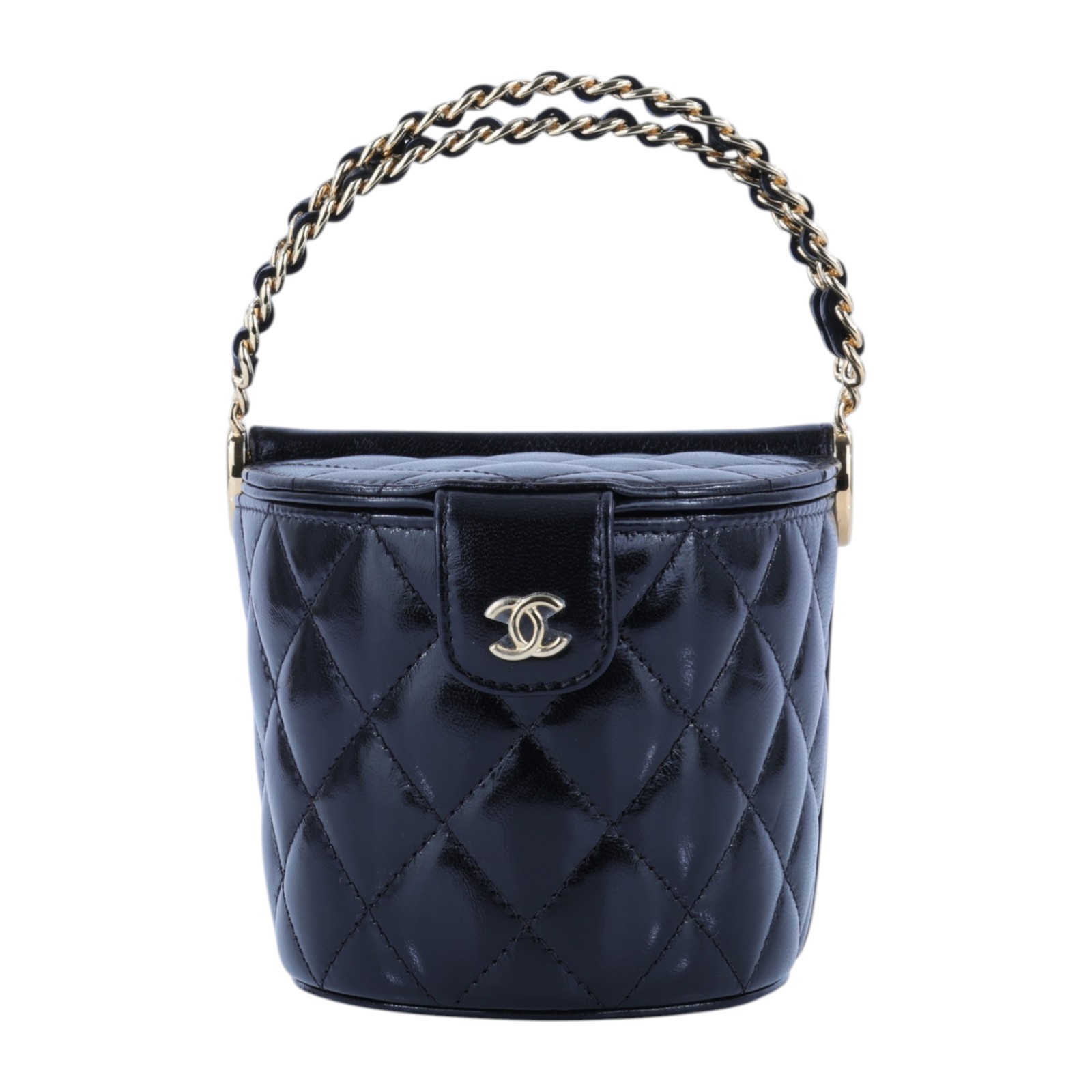香奈兒 CHANEL CC LOGO 化妝盒 化妝箱 斜背包 Vanity Case AP3094 晶片款 黑油蠟皮野餐包 防塵袋