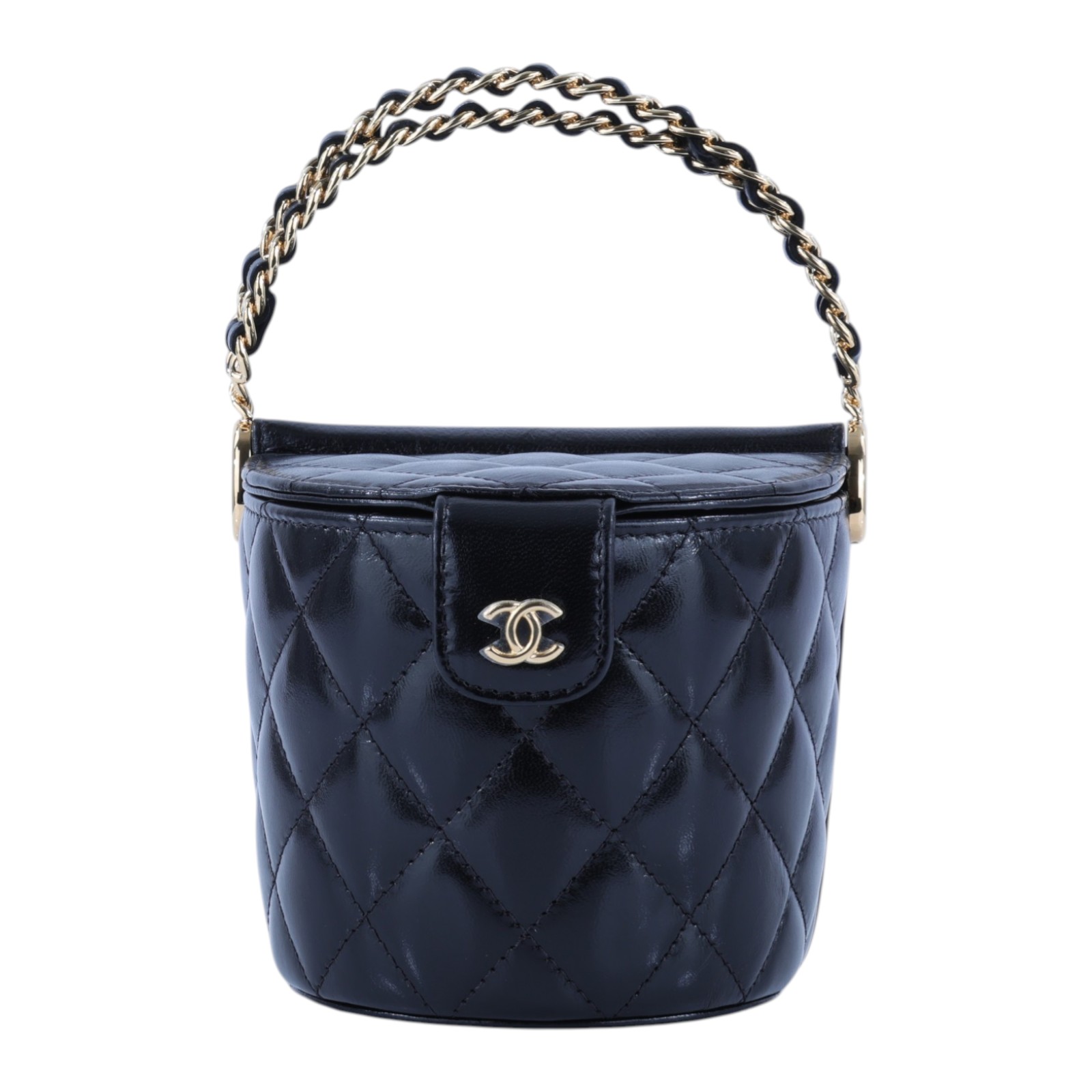 香奈兒 CHANEL CC LOGO 化妝盒 化妝箱 斜背包 Vanity Case AP3094 晶片款 黑油蠟皮野餐包 防塵袋
