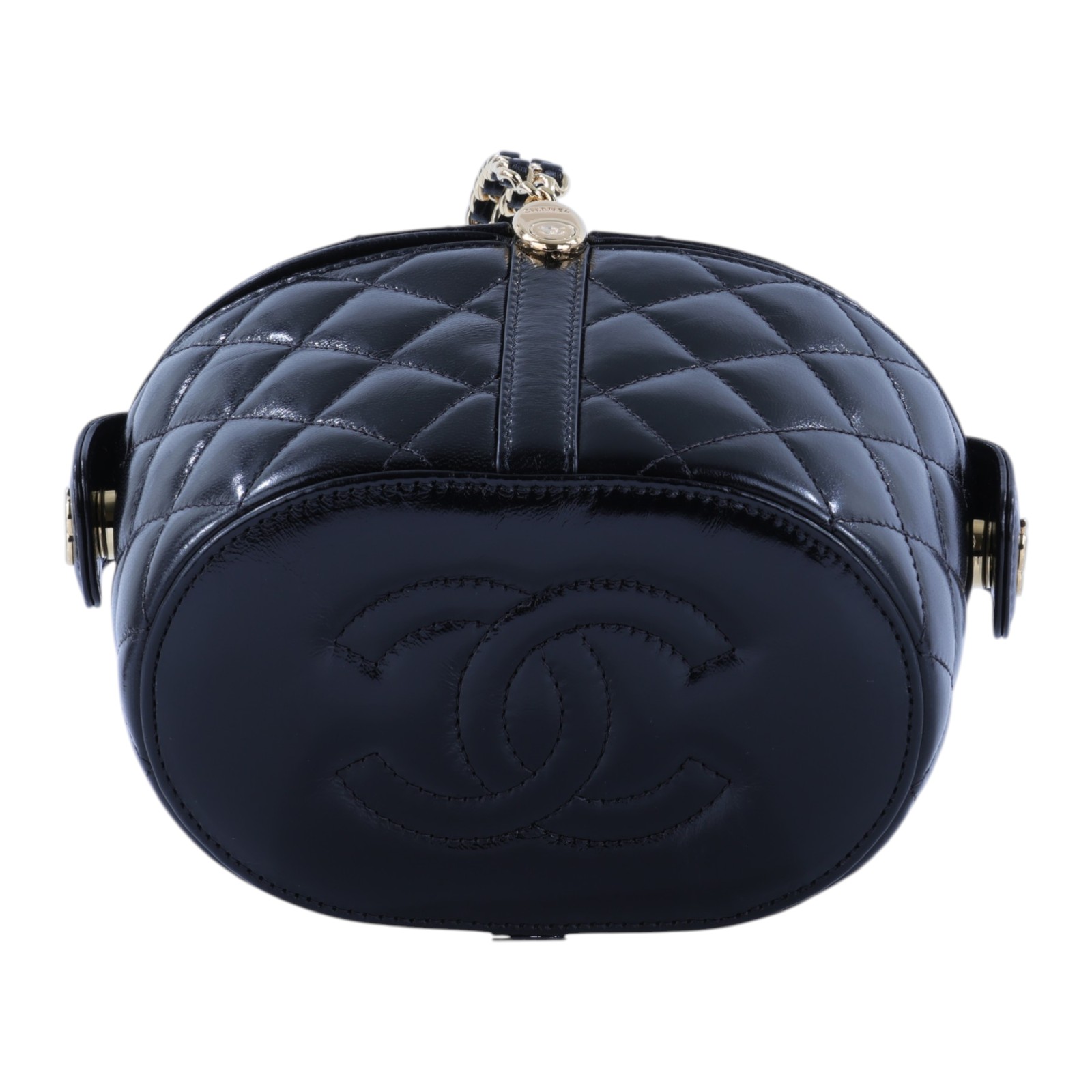 香奈兒 CHANEL CC LOGO 化妝盒 化妝箱 斜背包 Vanity Case AP3094 晶片款 黑油蠟皮野餐包 防塵袋