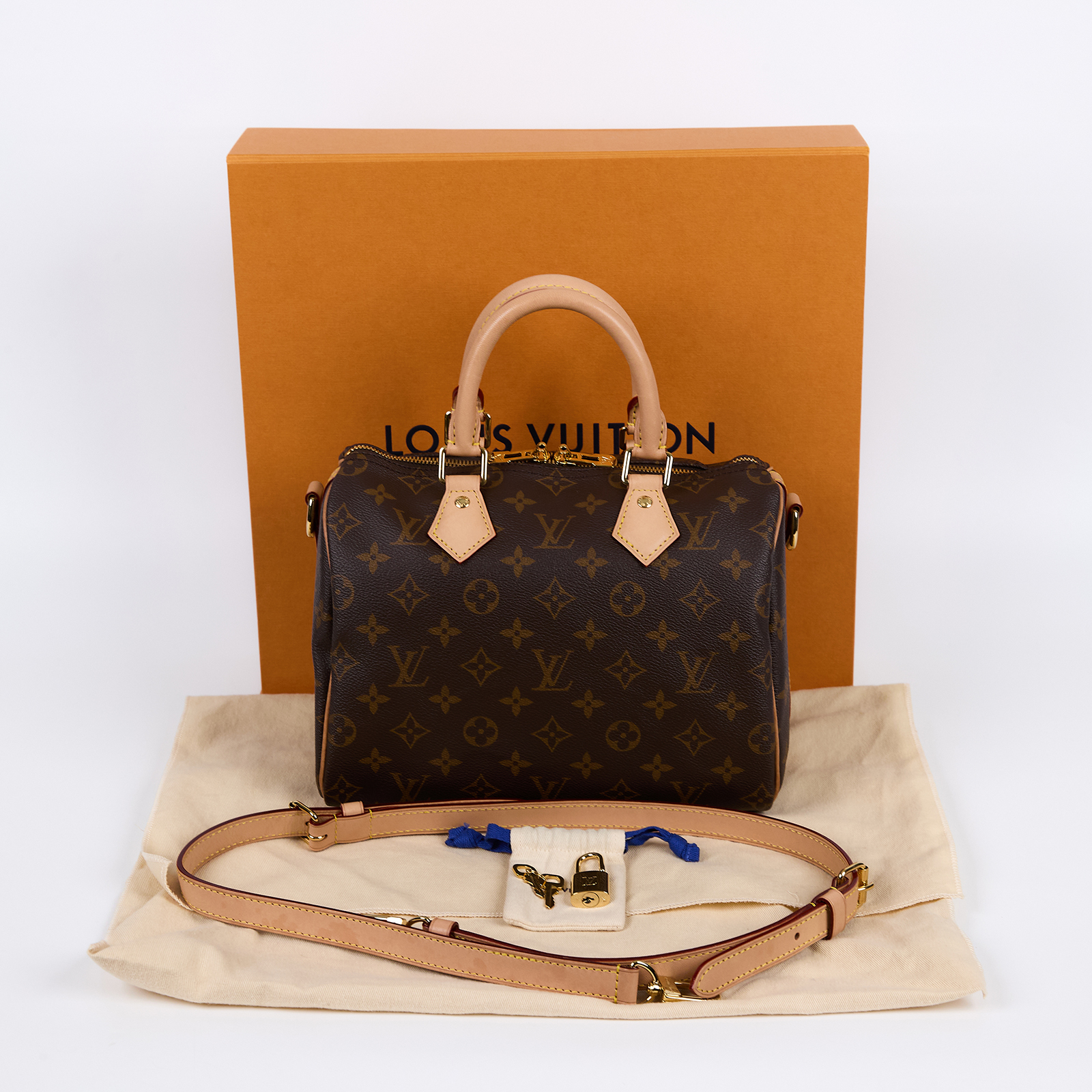 路易威登 LOUIS VUITTON Speedy Bandoulière  25 經典帆布 手提 斜背 波士頓包 M41113 晶片款  原廠盒子/防塵袋/鎖組 /背帶