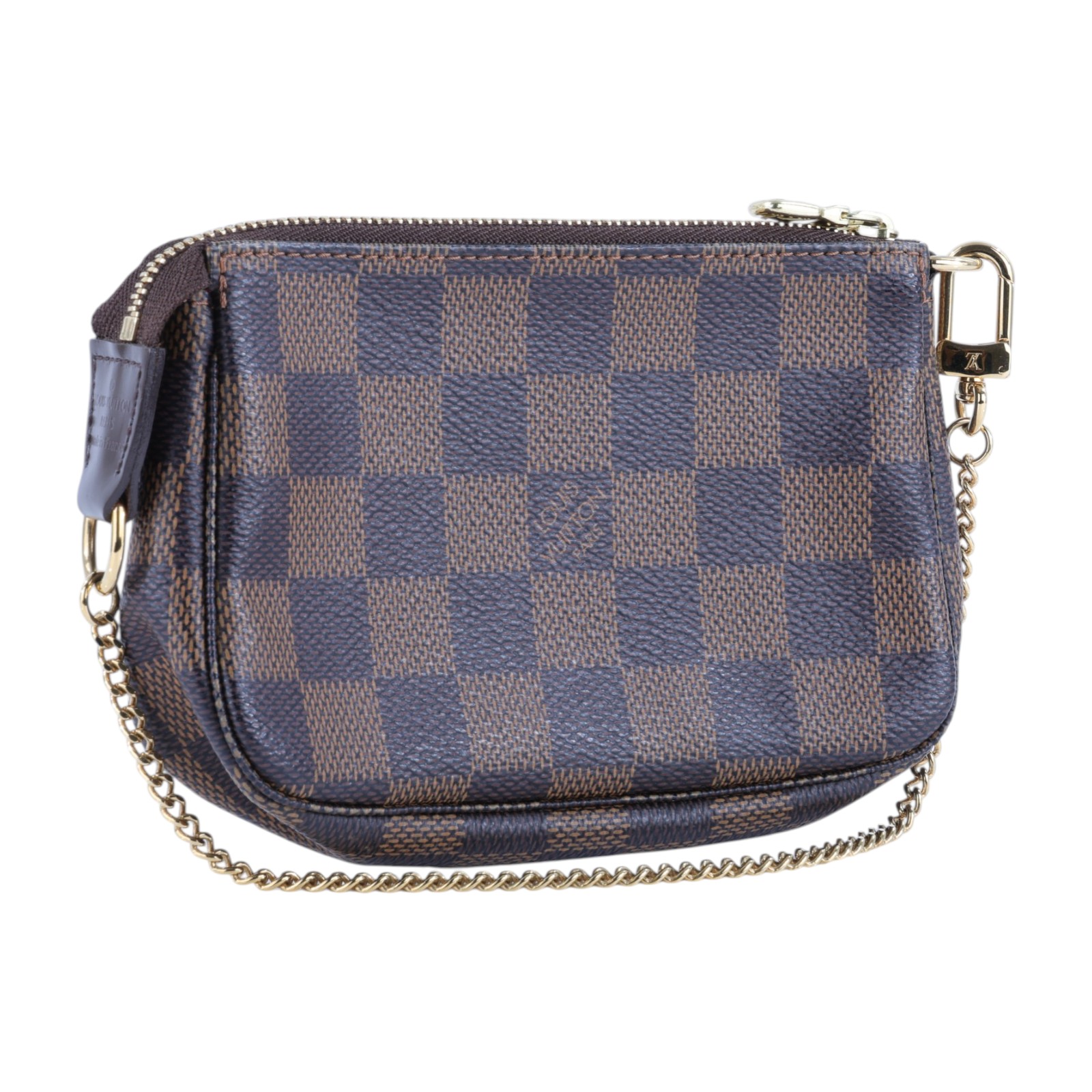 路易威登 LOUIS VUITTON Damier Ebene塗層帆布 鏈帶 迷你小皮包 N58009 棋盤小鍊包 防塵袋
