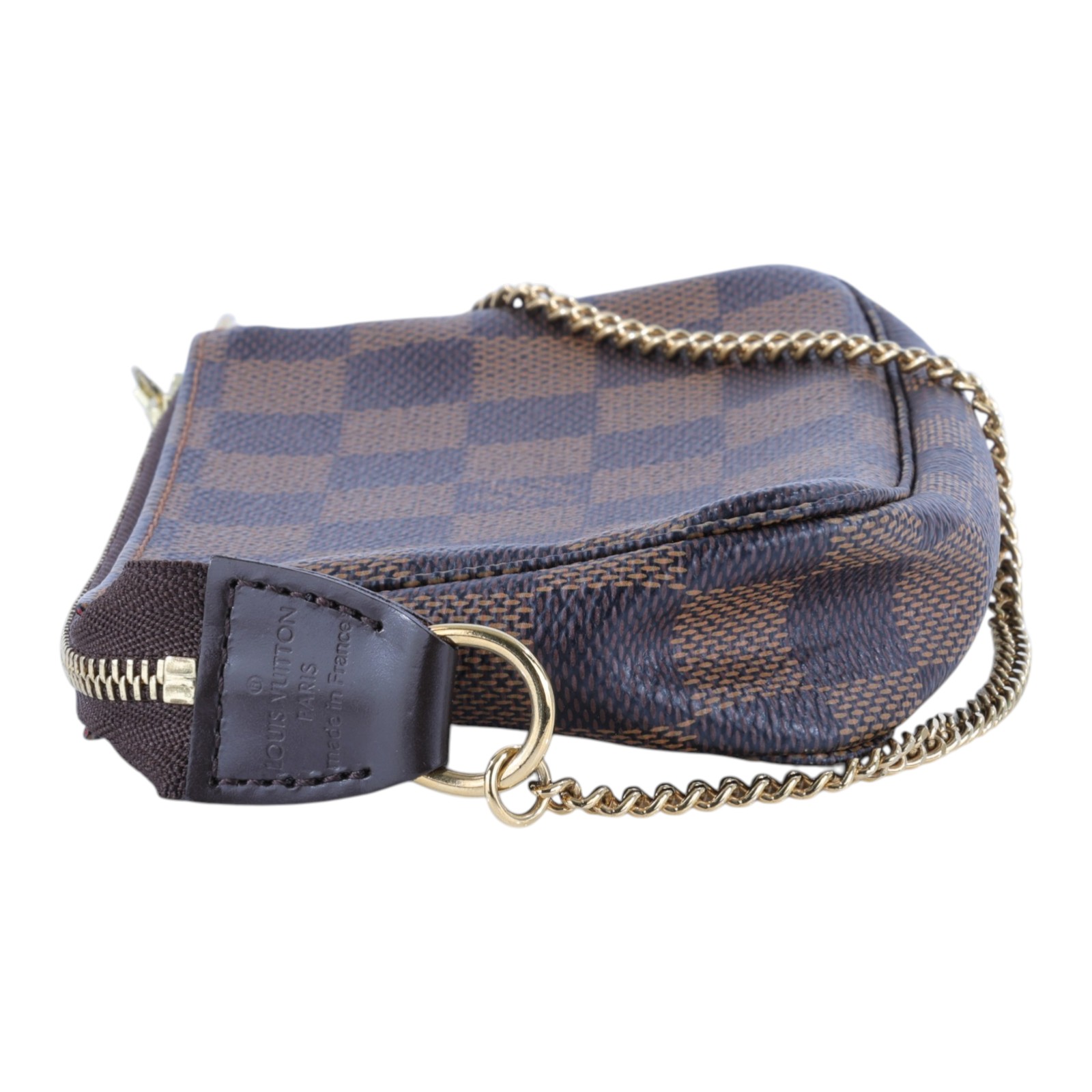 路易威登 LOUIS VUITTON Damier Ebene塗層帆布 鏈帶 迷你小皮包 N58009 棋盤小鍊包 防塵袋