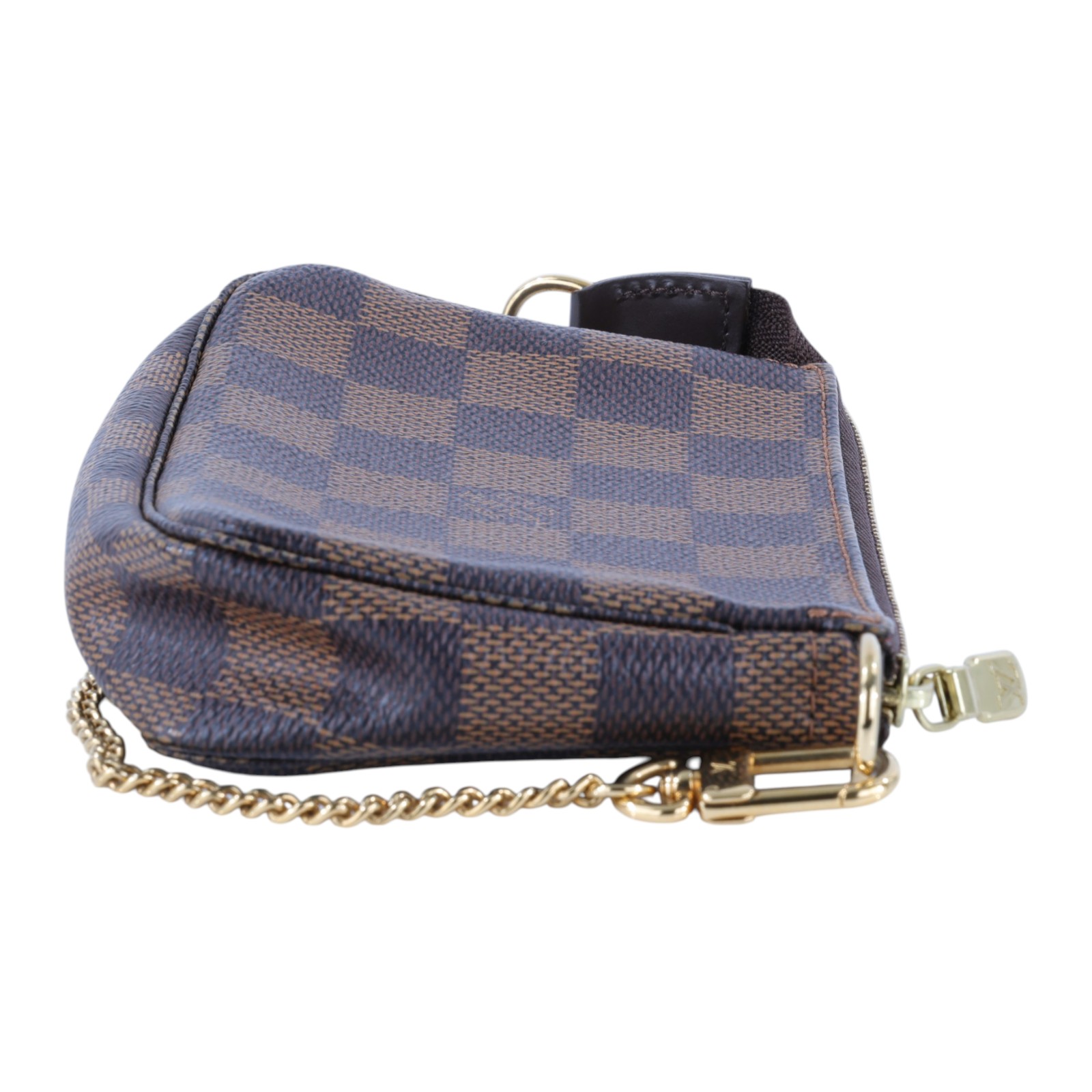 路易威登 LOUIS VUITTON Damier Ebene塗層帆布 鏈帶 迷你小皮包 N58009 棋盤小鍊包 防塵袋