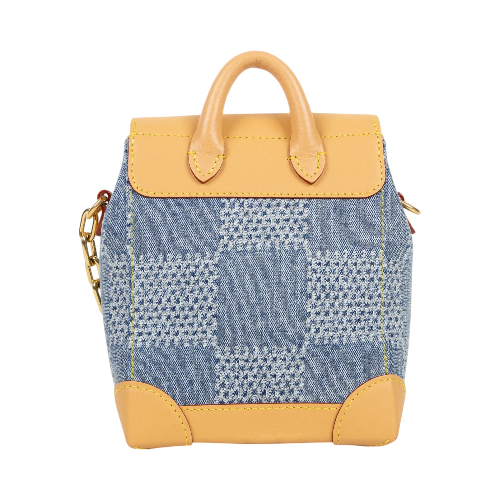 路易威登 LOUIS VUITTON Nano Steamer 斜背包 N40751 晶片款 藍色格子丹甯牛仔迷你小書包 防塵袋