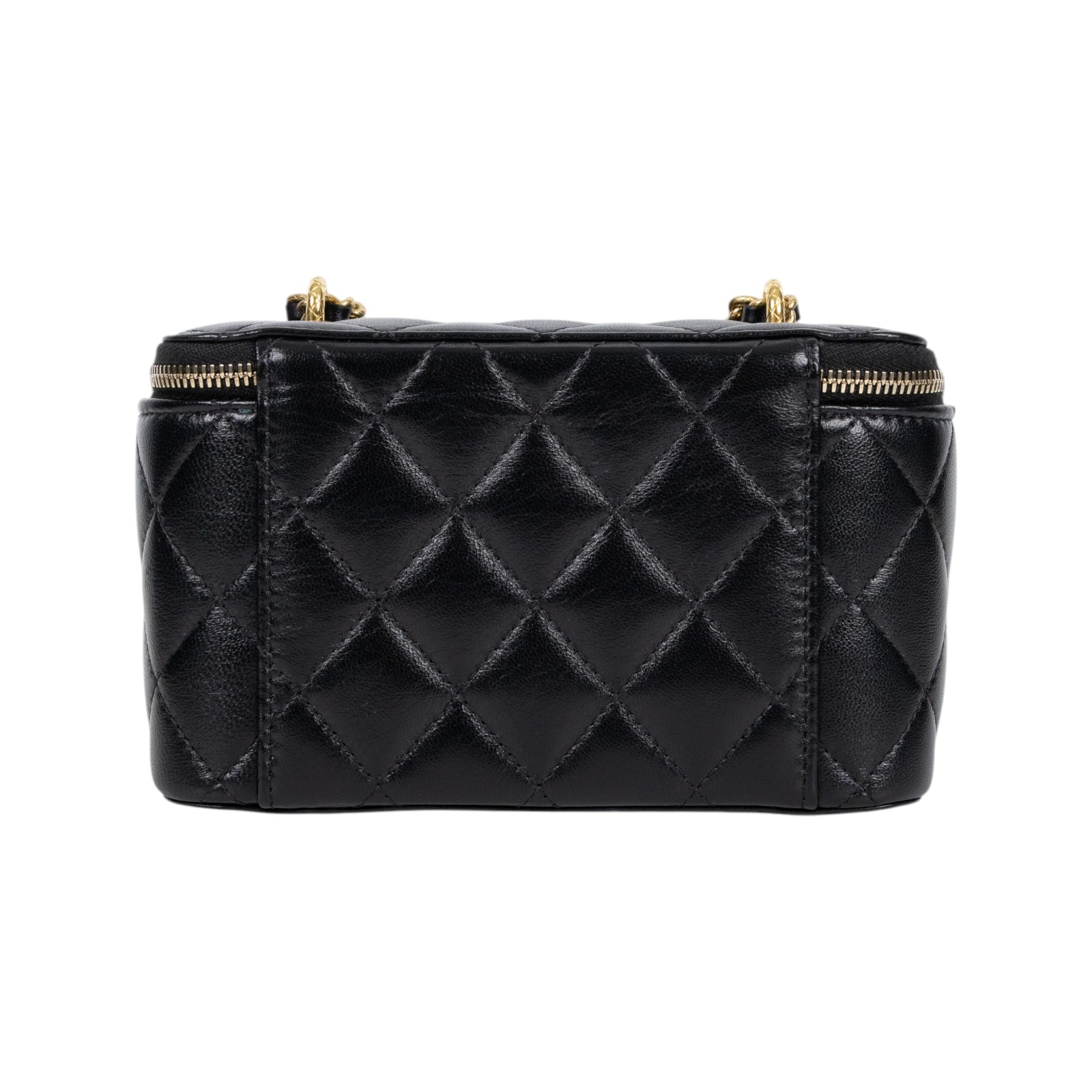 香奈兒 CHANEL Vanity Case Handle 斜背 手提 化妝箱  晶片款 黑金長盒子VANITY 防塵袋/原廠盒子